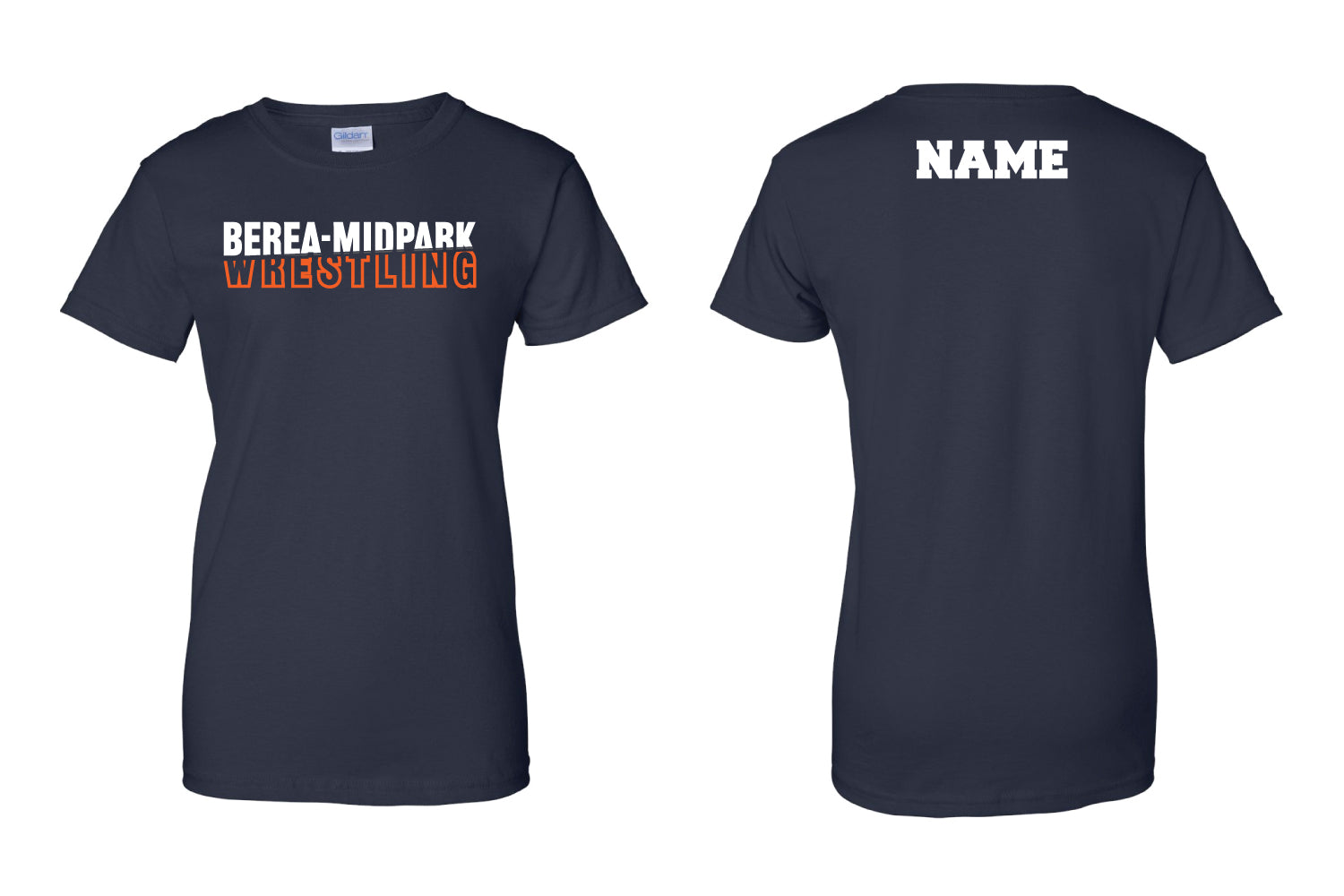 Berea Midpark Wrestling Cotton Women's Crew Tee - Navy - 5KounT