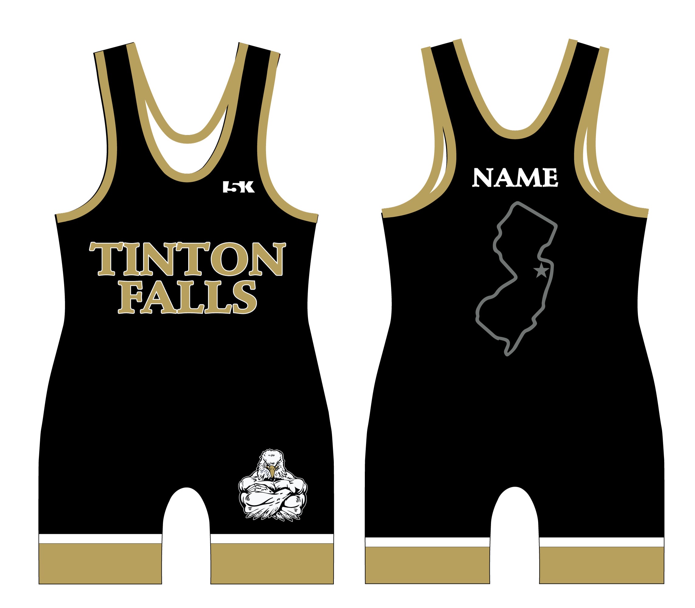 Tinton Falls Wrestling Sublimated Men's Singlet - Design 7