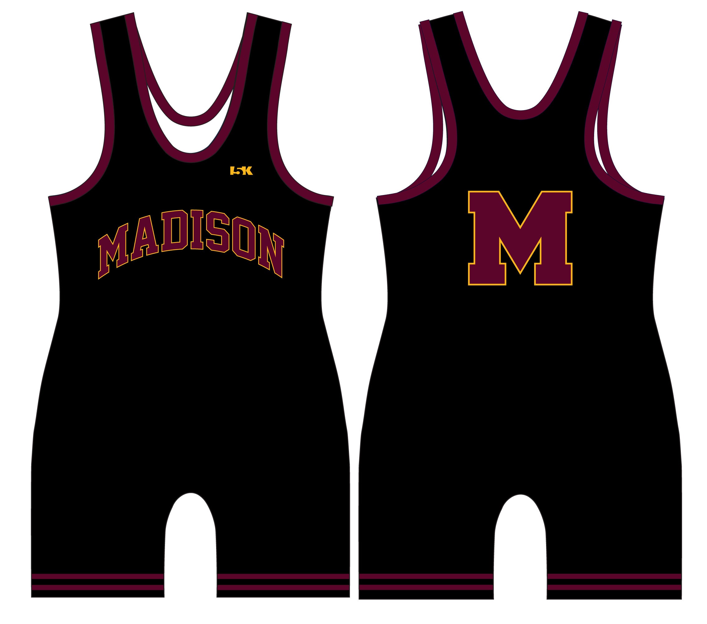 Madison Wrestling Sublimated Singlet - Black Style 1 - 5KounT