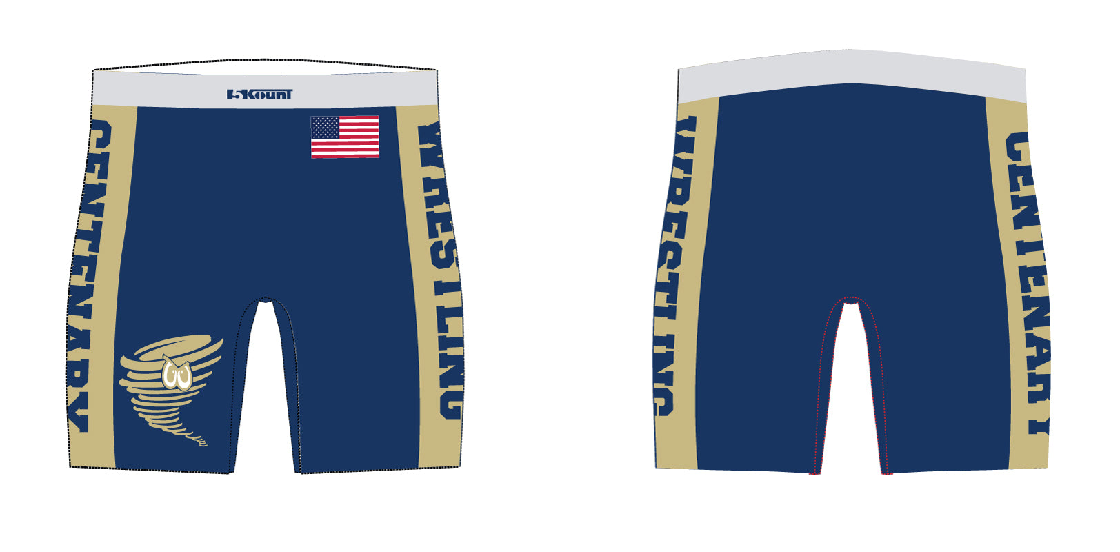 Centenary Wrestling Sublimated Compression Shorts Navy Blue/Gold - 5KounT2018