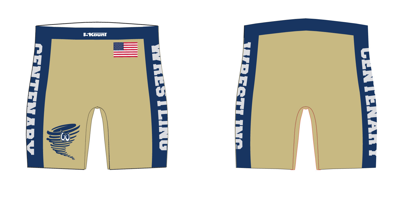 Centenary Wrestling Sublimated Compression Shorts Navy Blue/Gold - 5KounT2018
