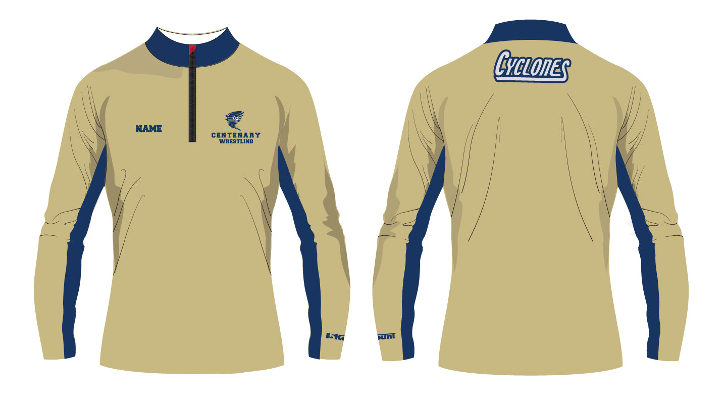 Centenary Wrestling Sublimated Quarter Zip Navy Blue/Gold - 5KounT2018