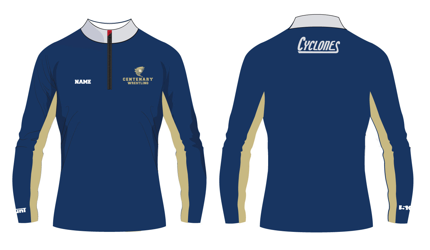 Centenary Wrestling Sublimated Quarter Zip Navy Blue/Gold - 5KounT2018