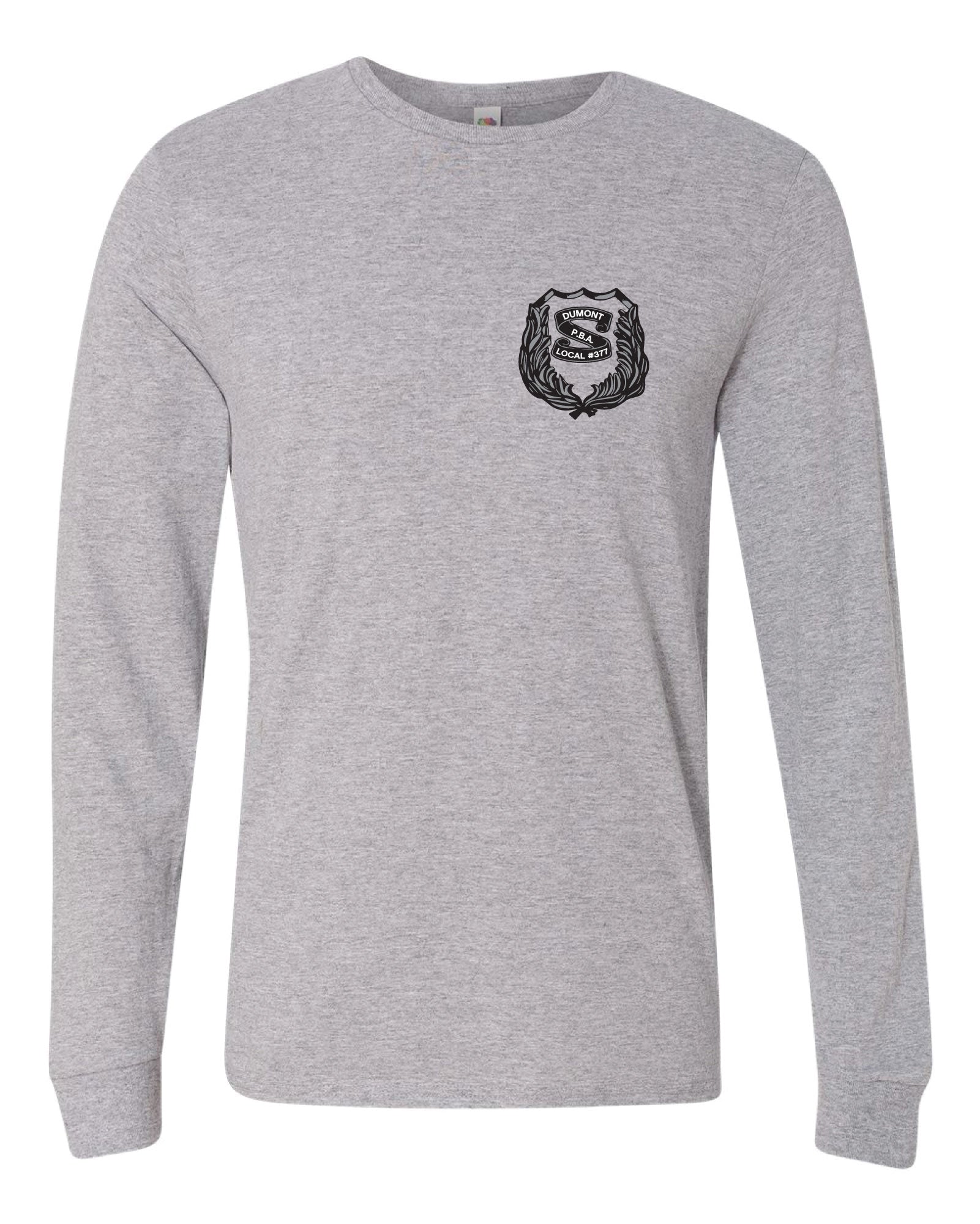 Dumont Police Cotton Crew Long Sleeve Tee - Gray (Design 1) - 5KounT