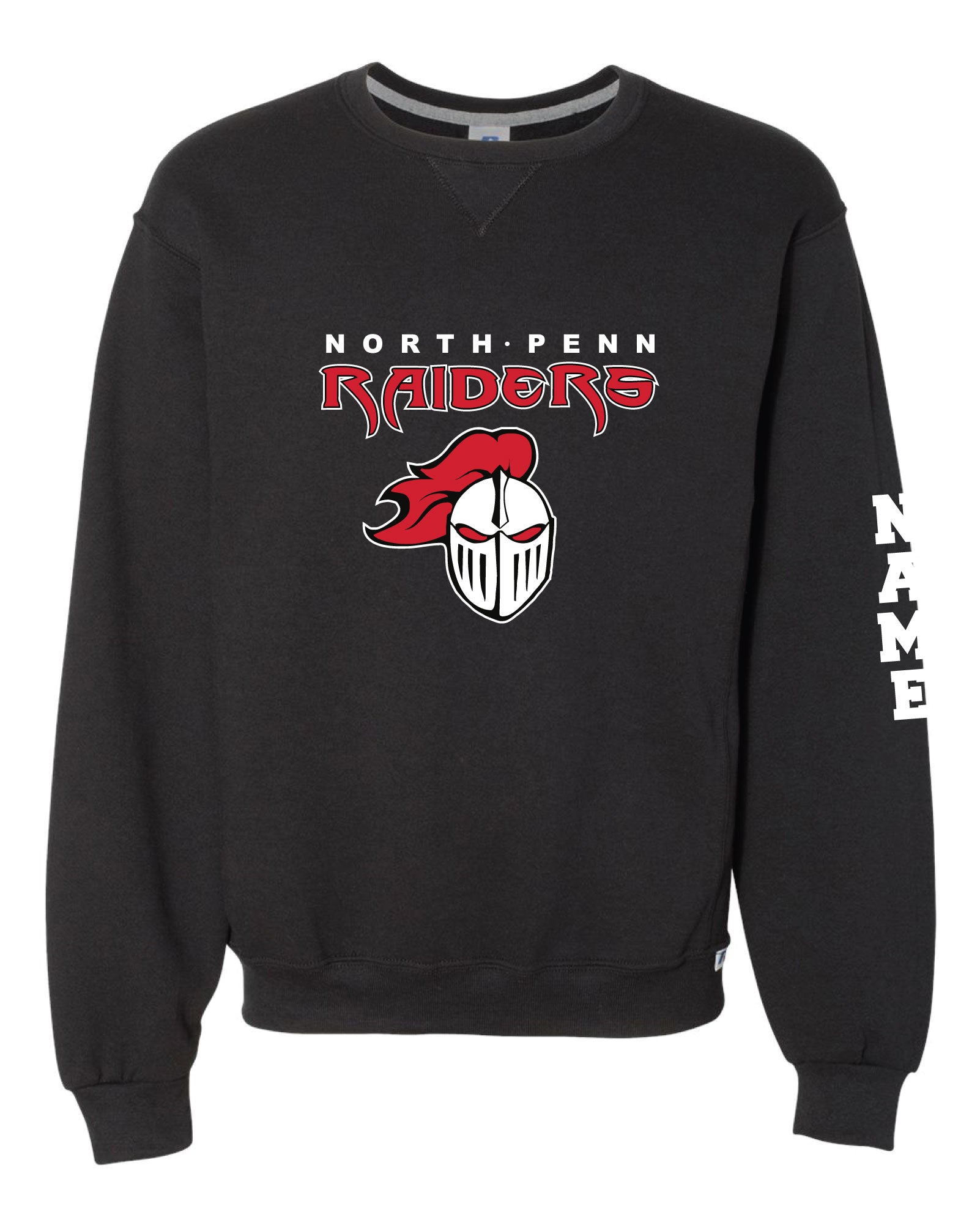 North Penn Baseball Russell Athletic Cotton Crewneck Sweatshirt - Black (Design 1) - 5KounT