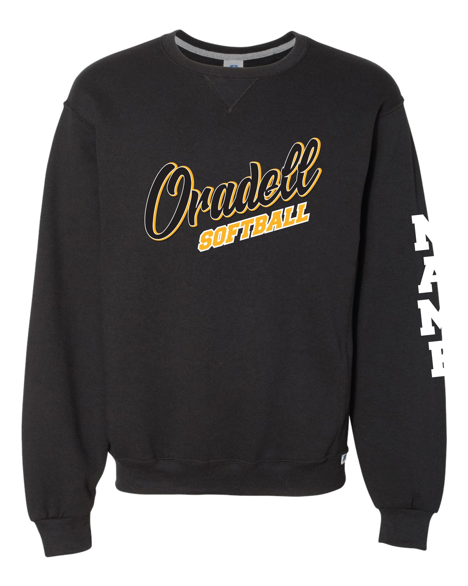 Oradell Softball Russell Athletic Cotton Crewneck Sweatshirt - Black - 5KounT