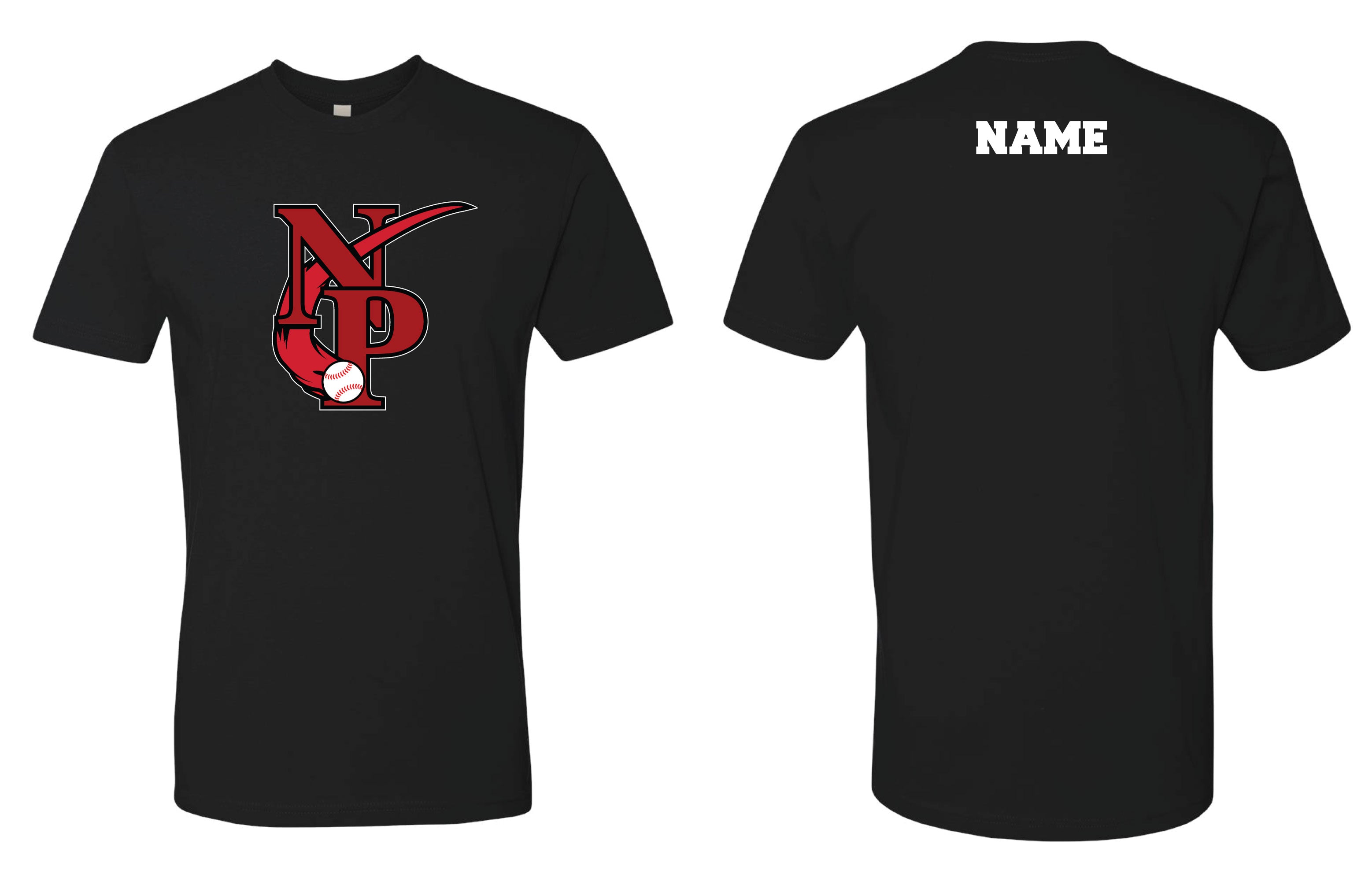 North Penn Baseball Cotton Crew Tee - Black (Design 2) - 5KounT