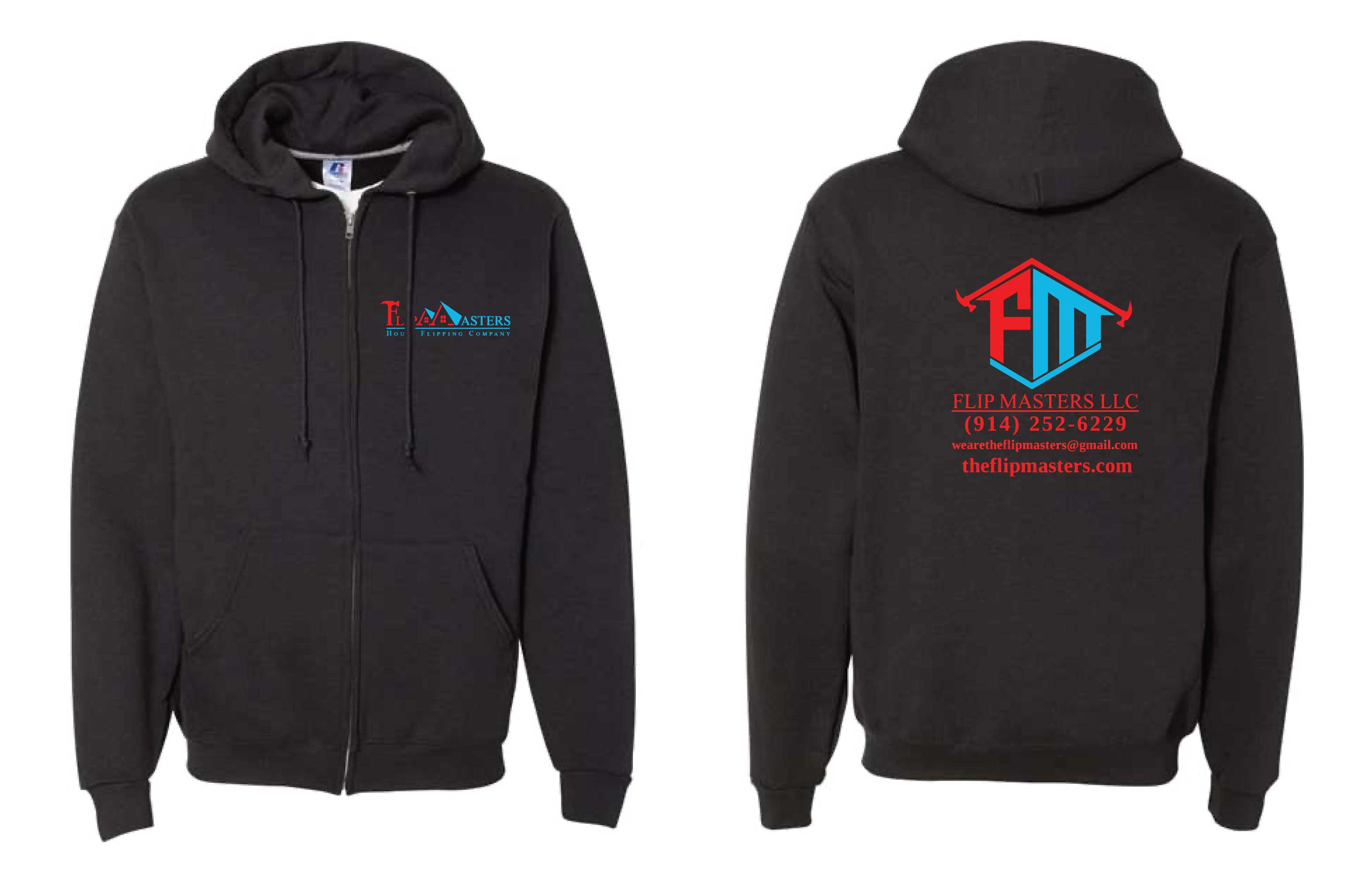 Flip Masters LLC Unisex Cotton Zip-Up Hoodie - Black