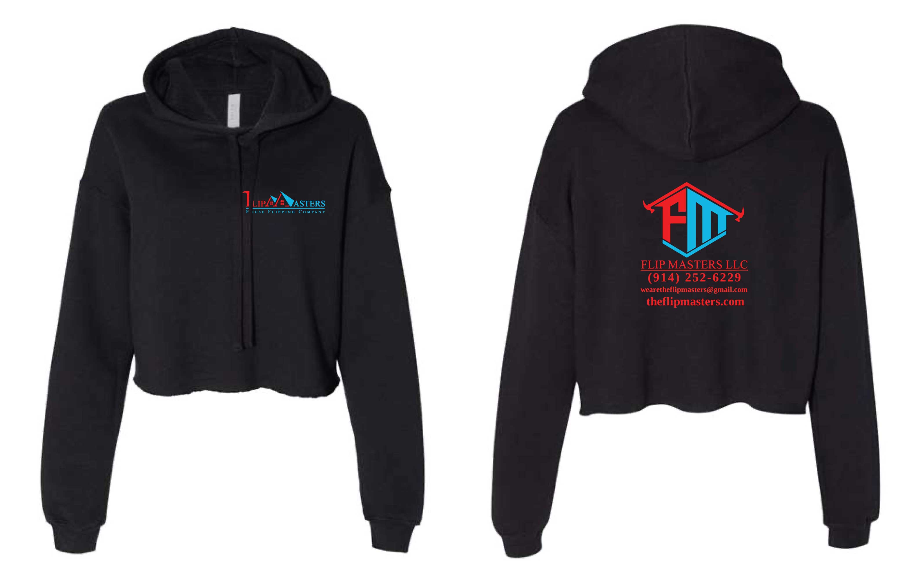 Flip Masters LLC Women's Cropped Cotton Hoodie - Black