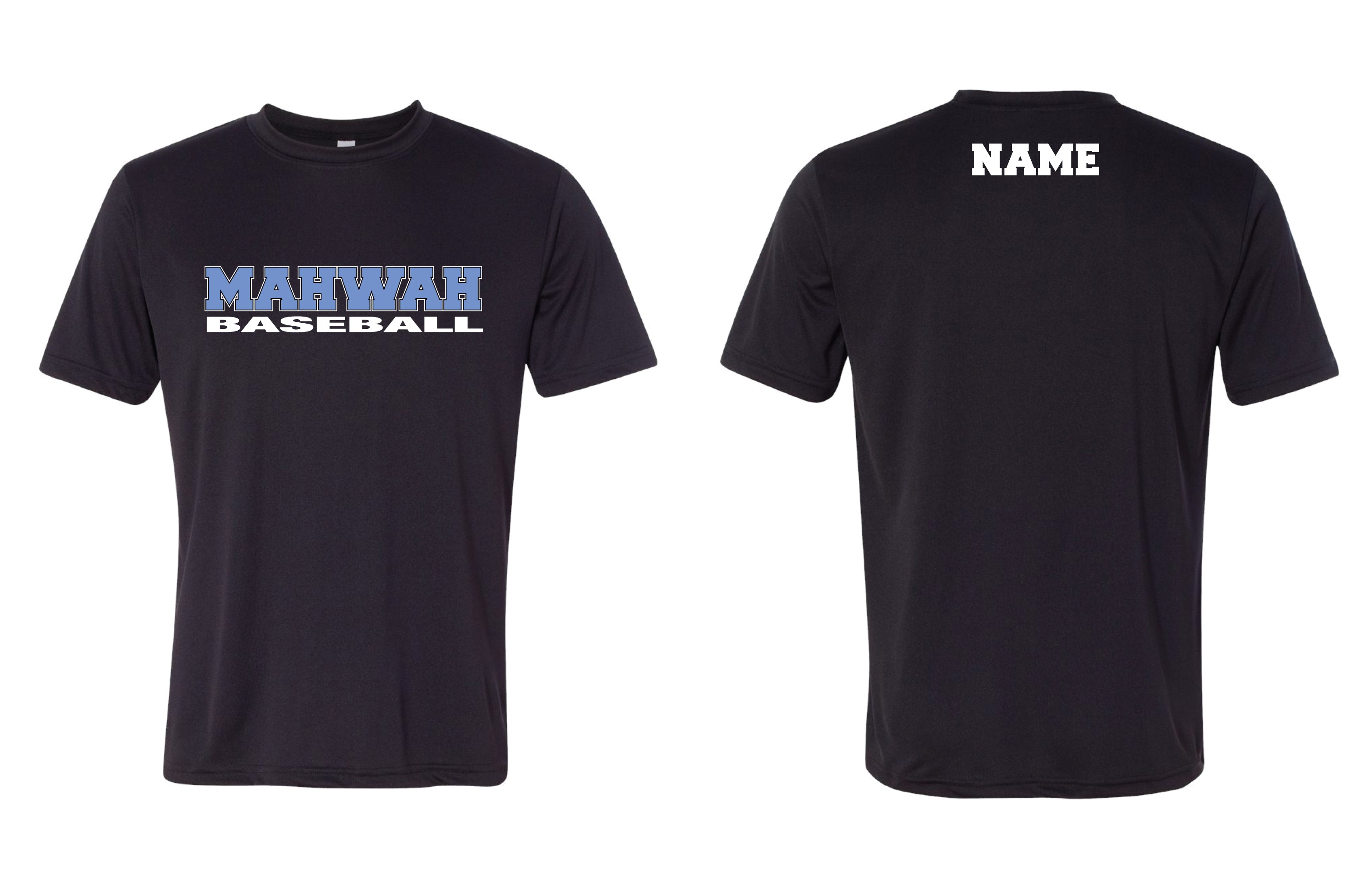 Mahwah Baseball Dryfit Performance Tee Design 1 - Black