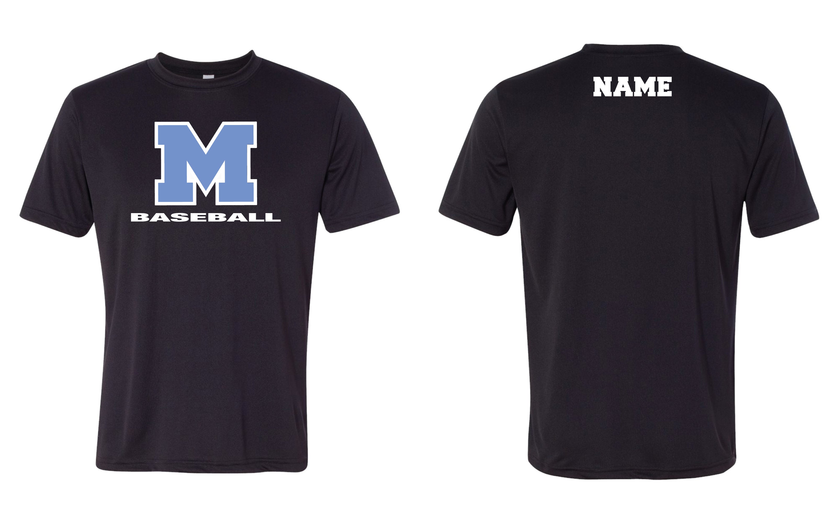 Mahwah Baseball Dryfit Performance Tee Design 2 - Black