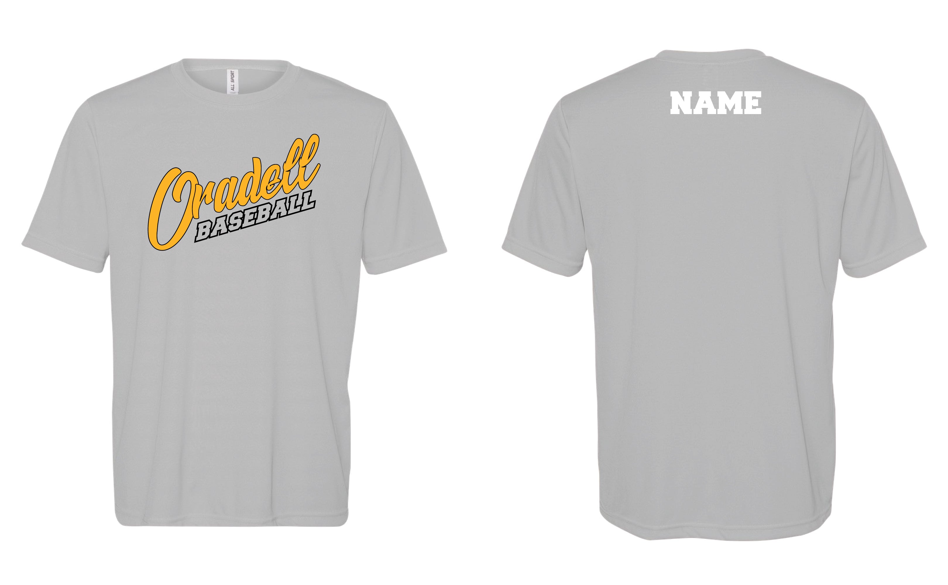 Oradell Baseball Dryfit Performance Tee - Gray - 5KounT
