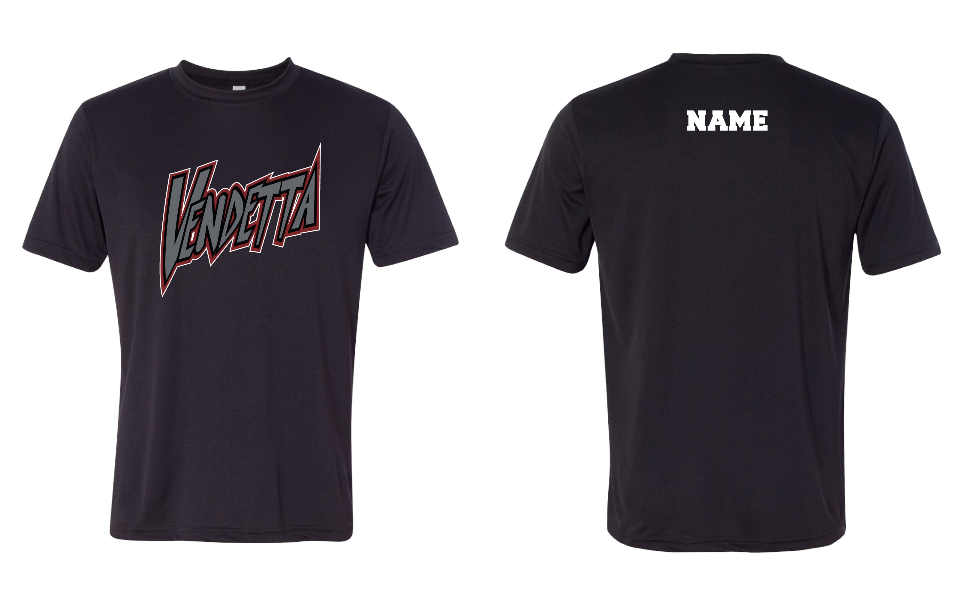 Vendetta Softball Dryfit Performance Tee - Black