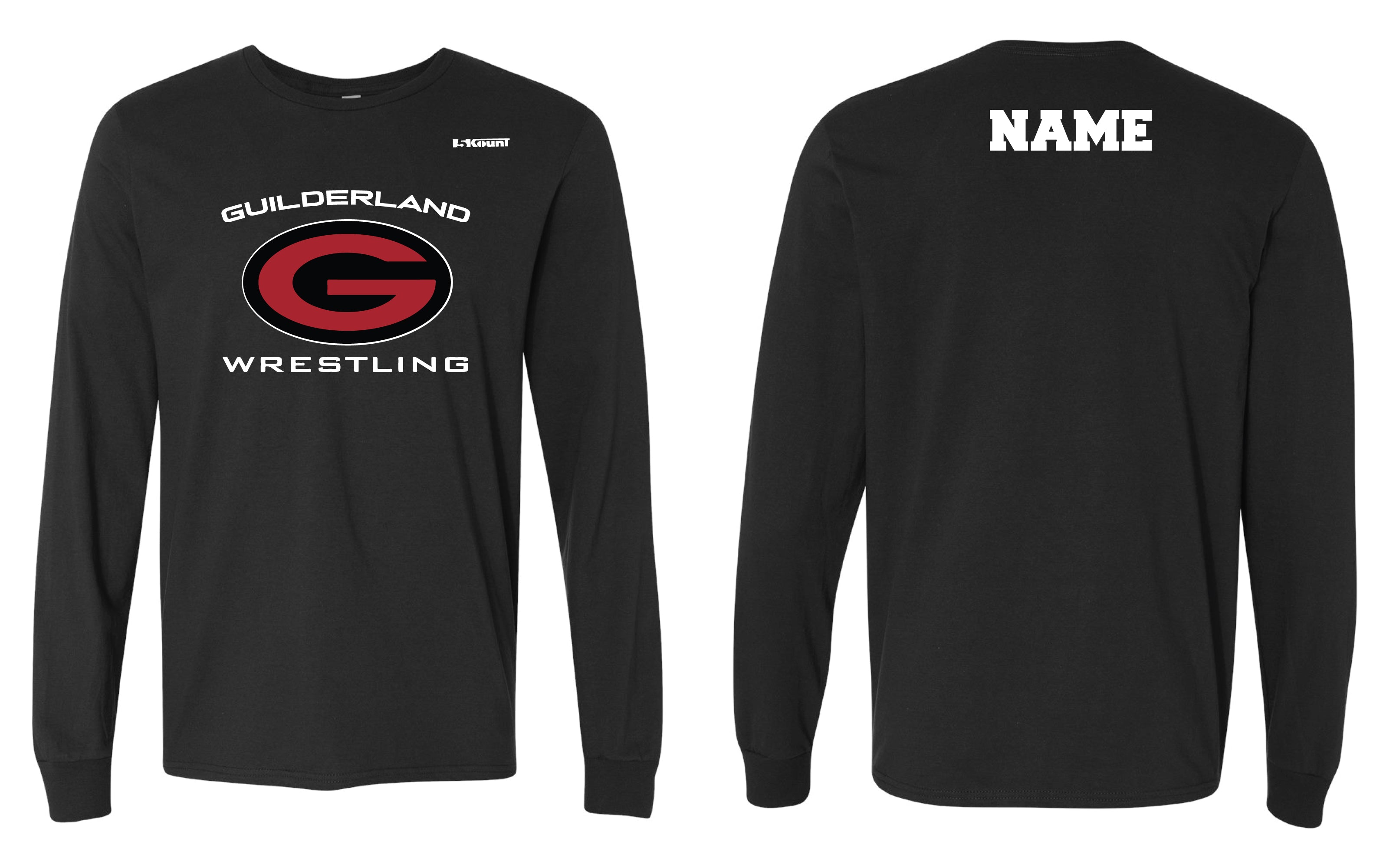 Guilderland Wrestling Cotton Crew Long Sleeve Tee - Black - 5KounT2018