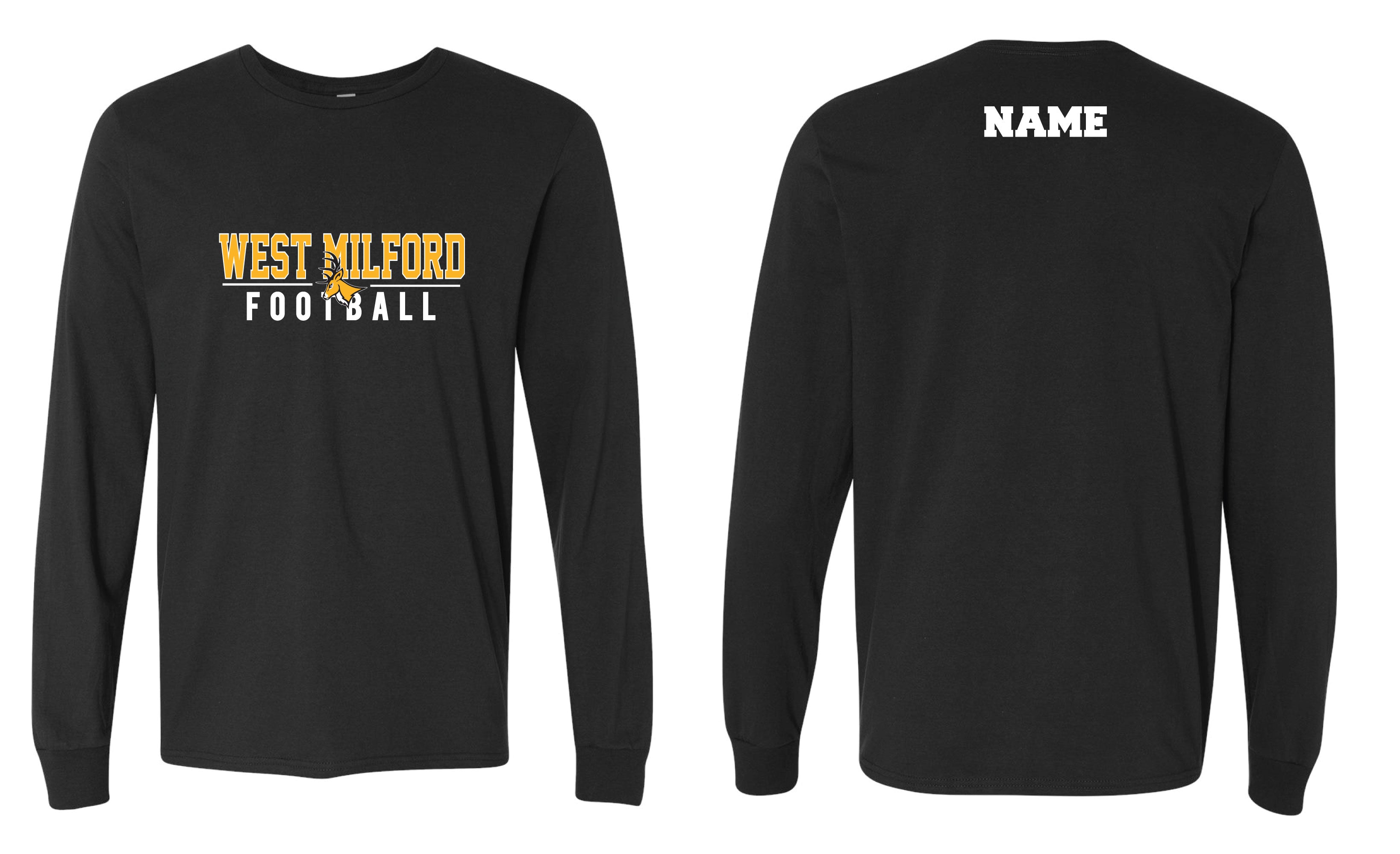West Milford Highlanders Football Cotton Long Sleeve Tee - Black