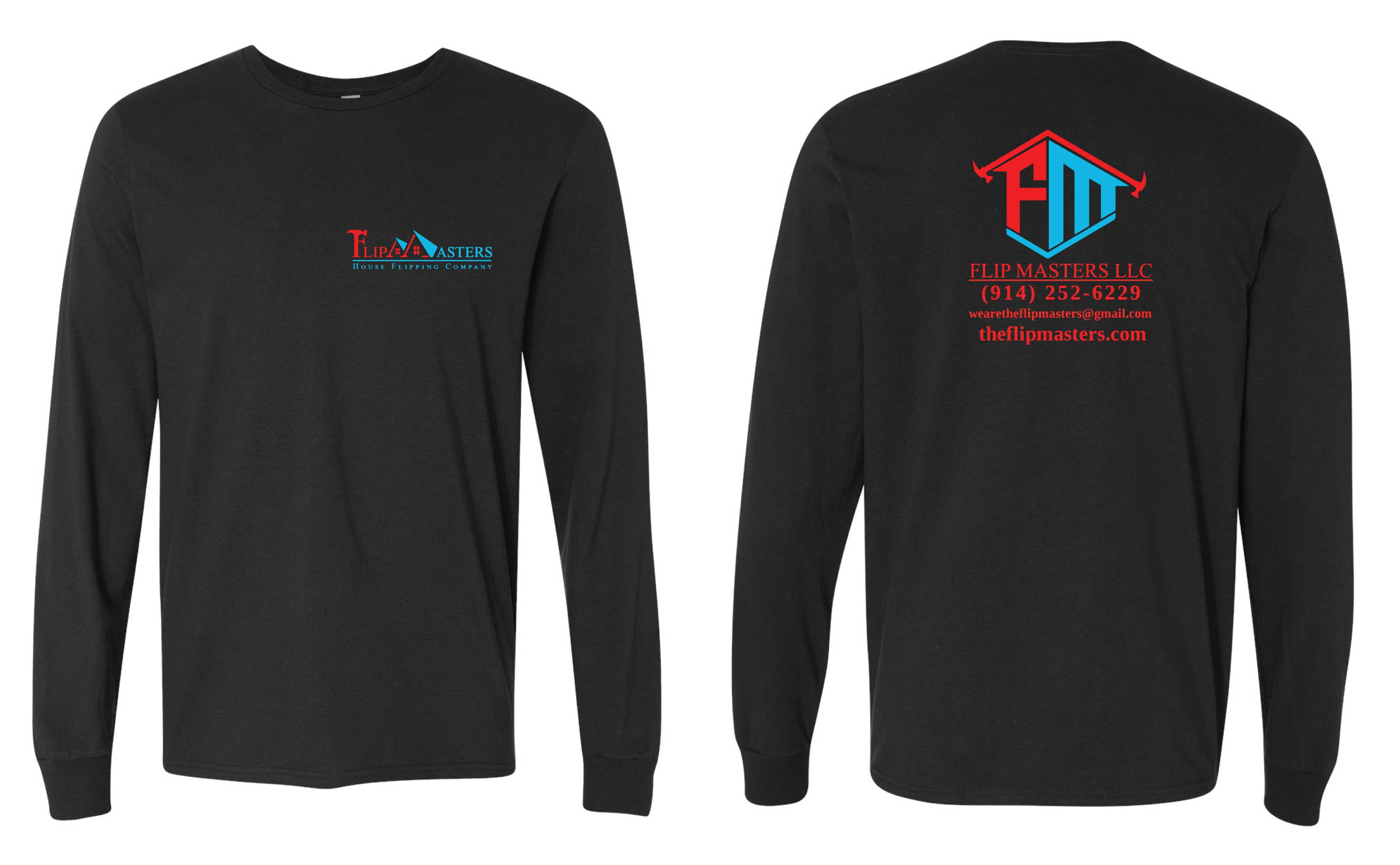 Flip Masters LLC Cotton Crew Long Sleeve Tee - Black