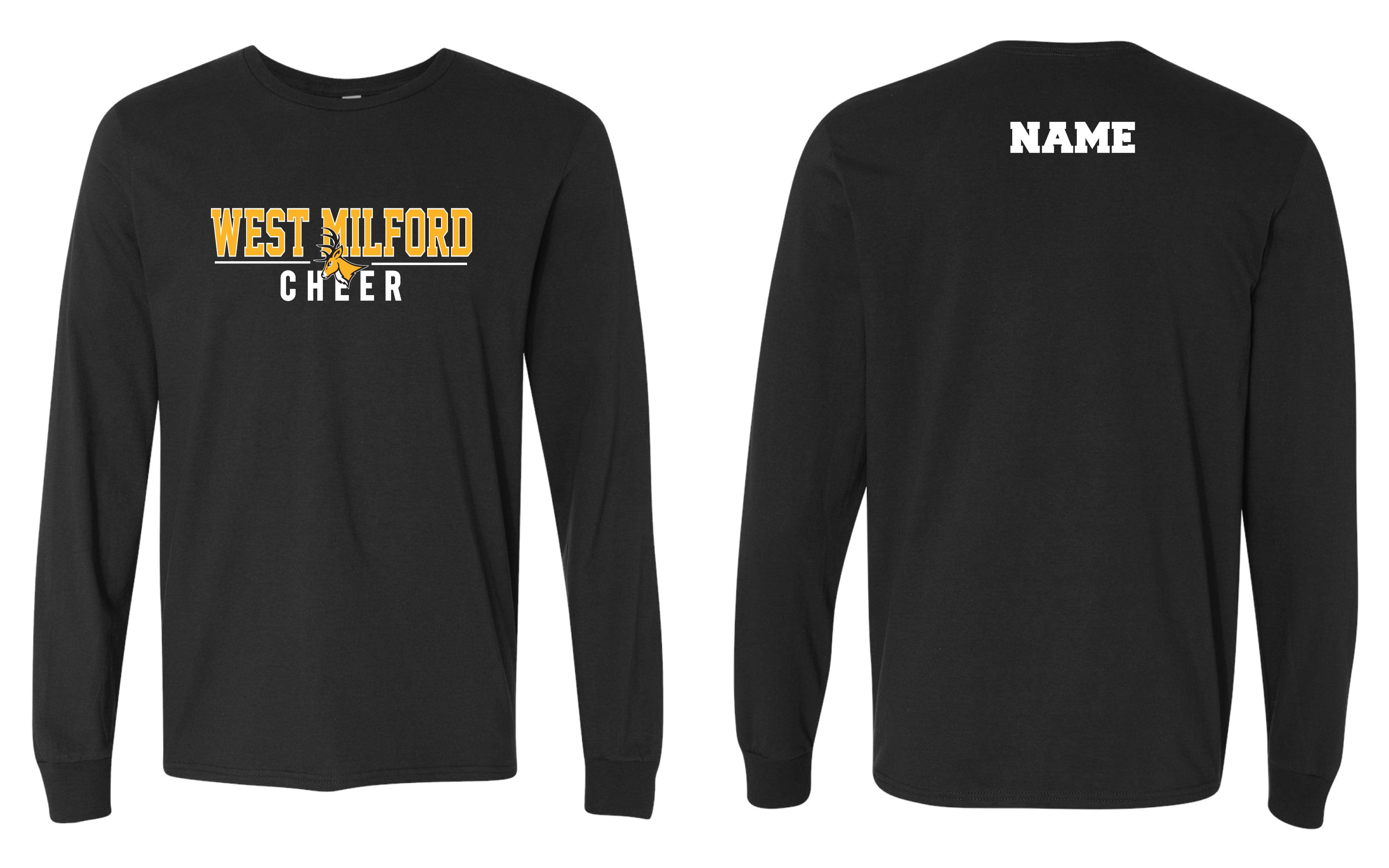 West Milford Highlanders Cheer Cotton Long Sleeve Tee - Black