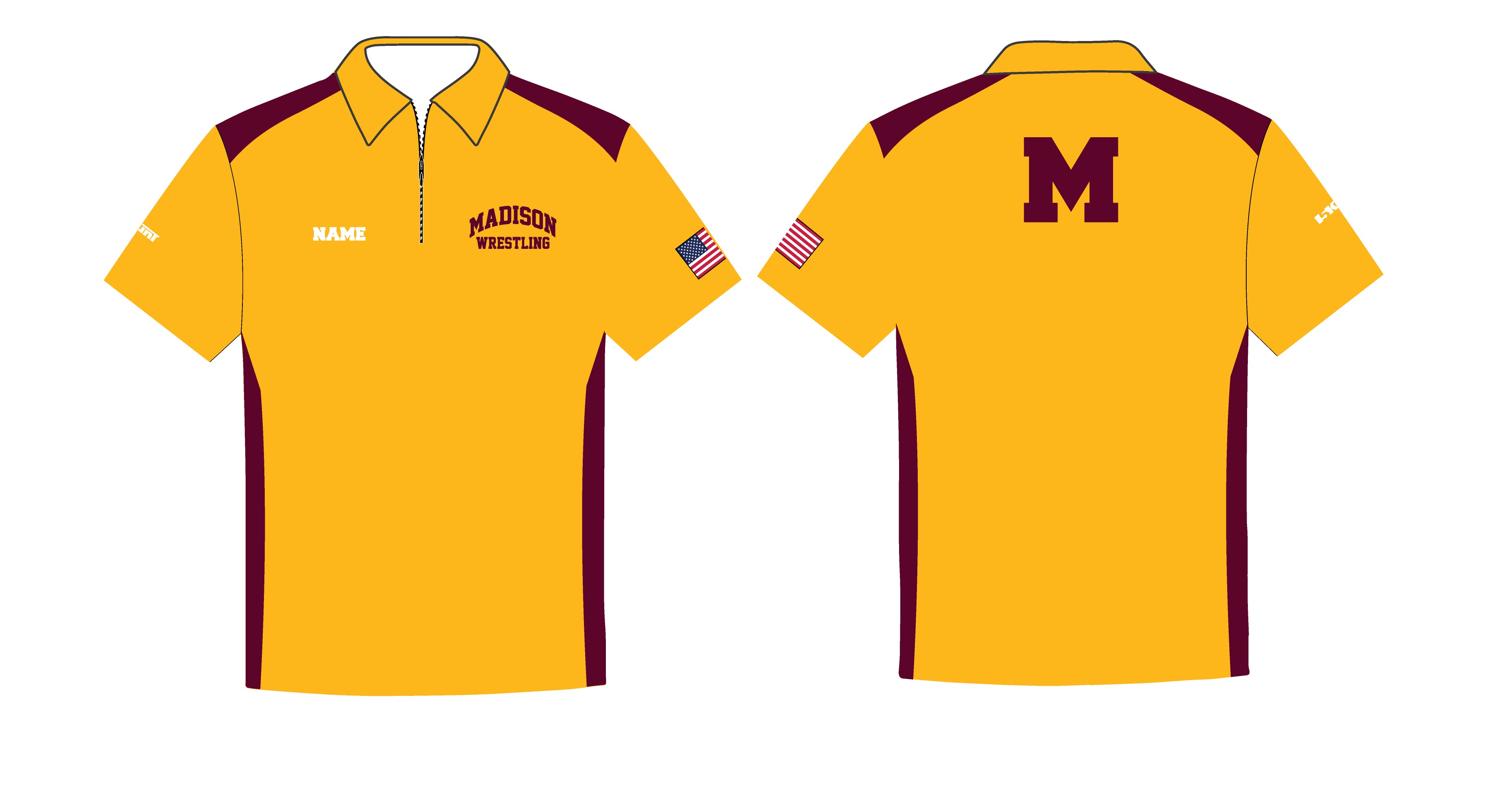 Madison Wrestling Sublimated Polo - Gold - 5KounT2018