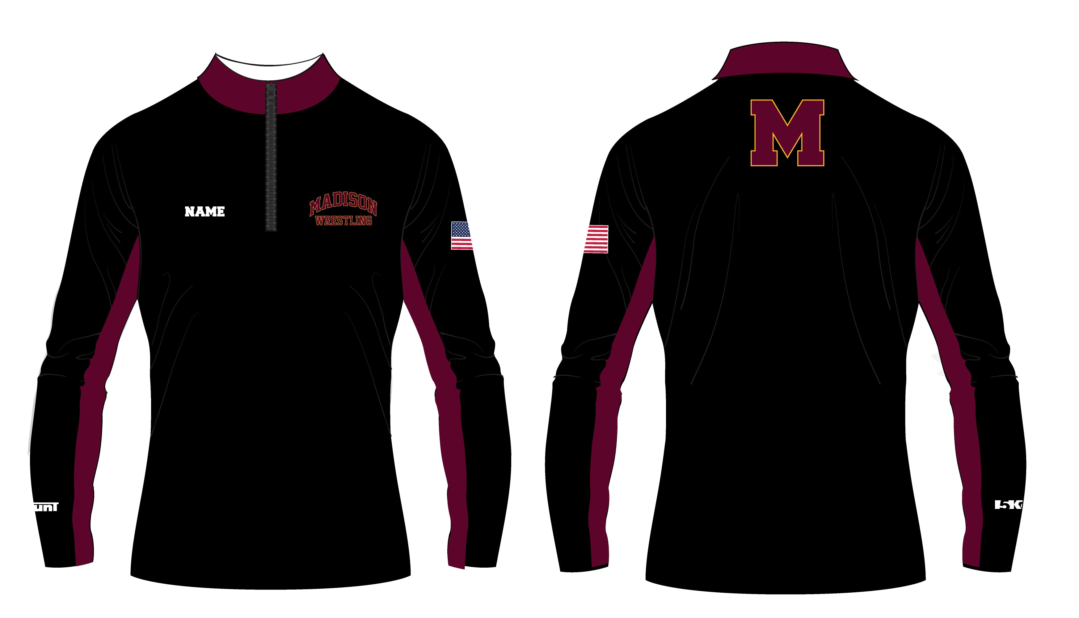 Madison Wrestling Sublimated Quarter Zip - Black - 5KounT2018