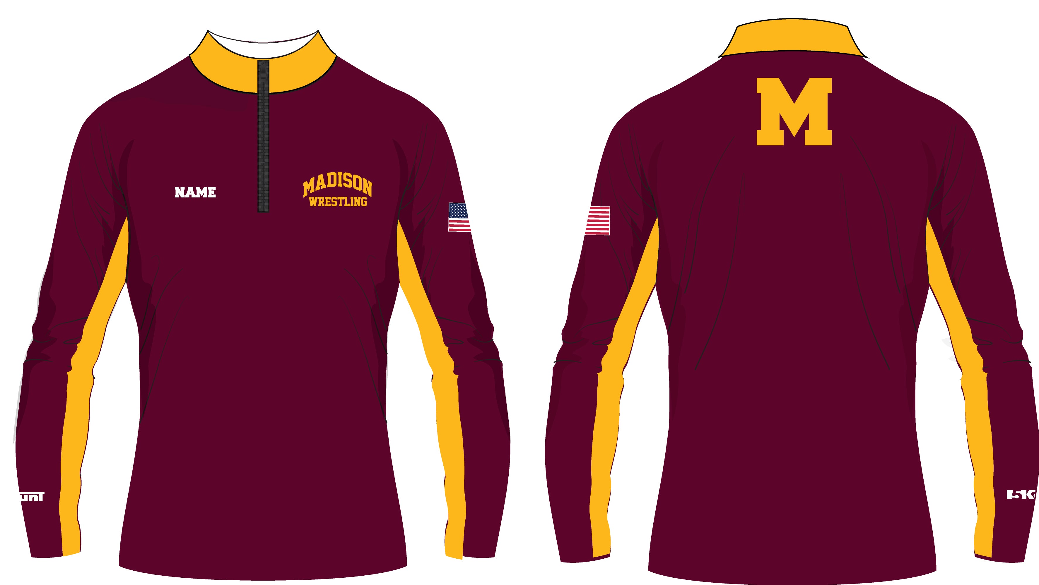 Madison Wrestling Sublimated Quarter Zip - Maroon - 5KounT2018