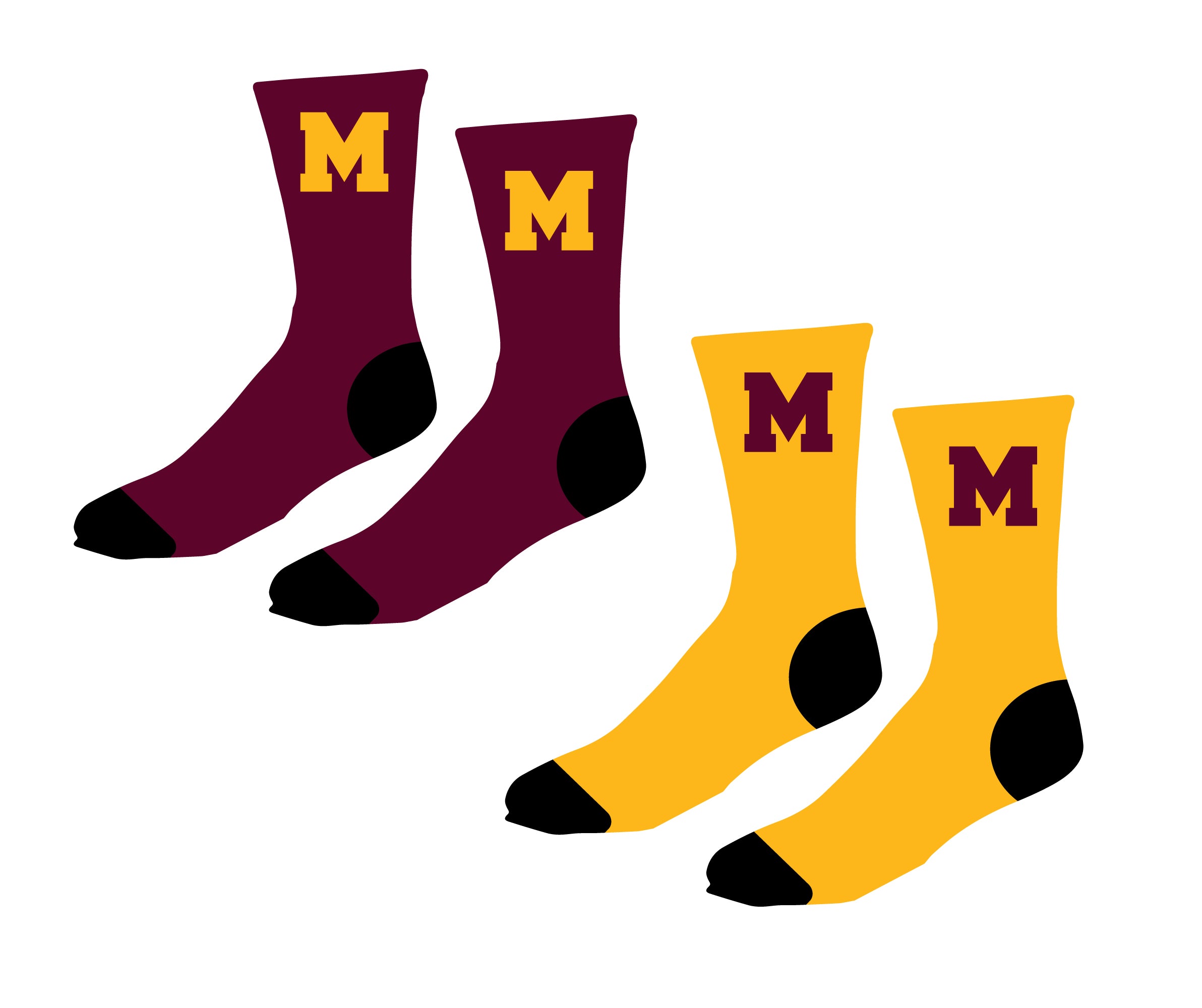 Madison Wrestling Sublimated Socks - Maroon / Gold - 5KounT2018
