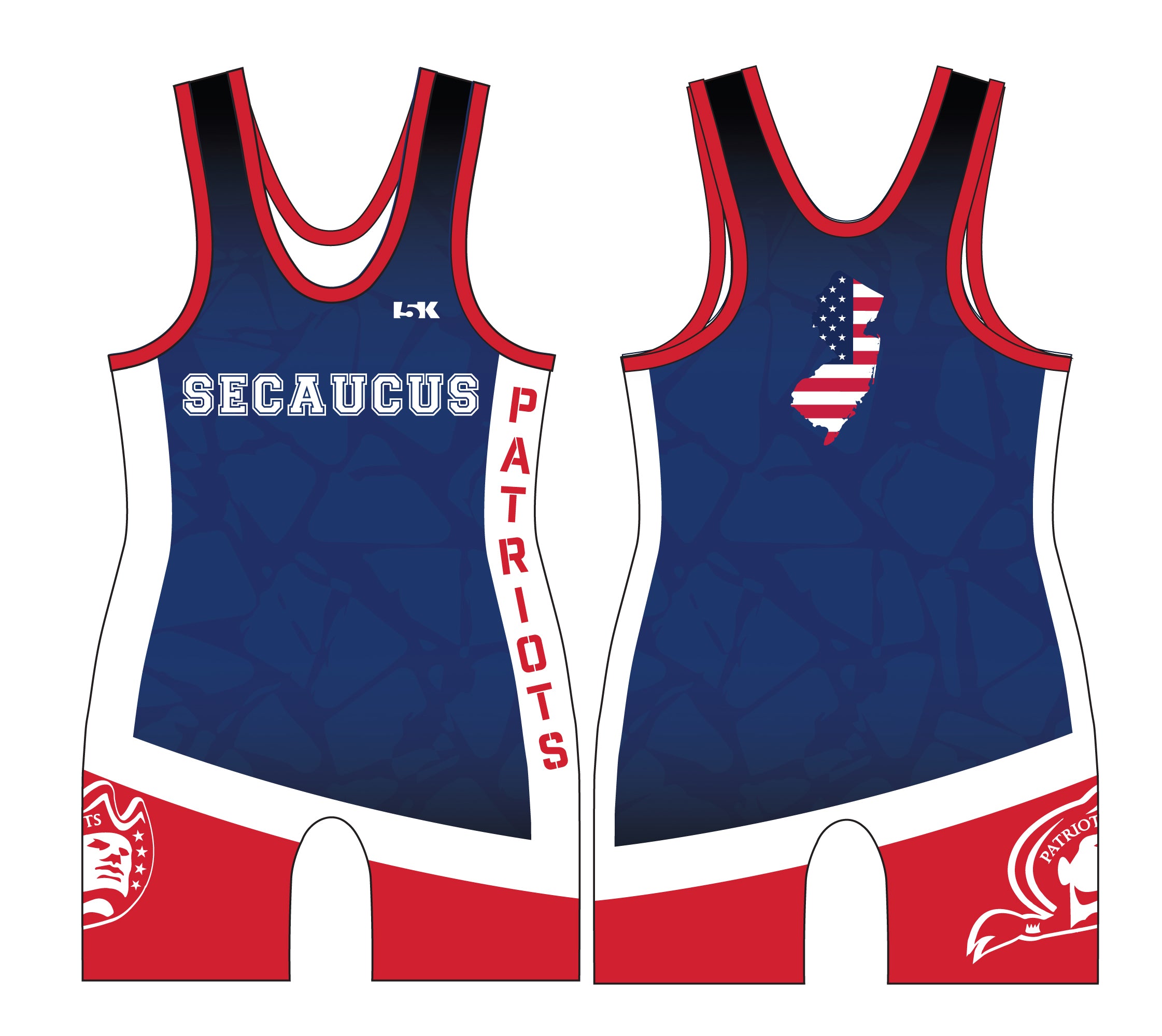 Secaucus High School Wrestling Sublimated Men's Singlet - Design 1