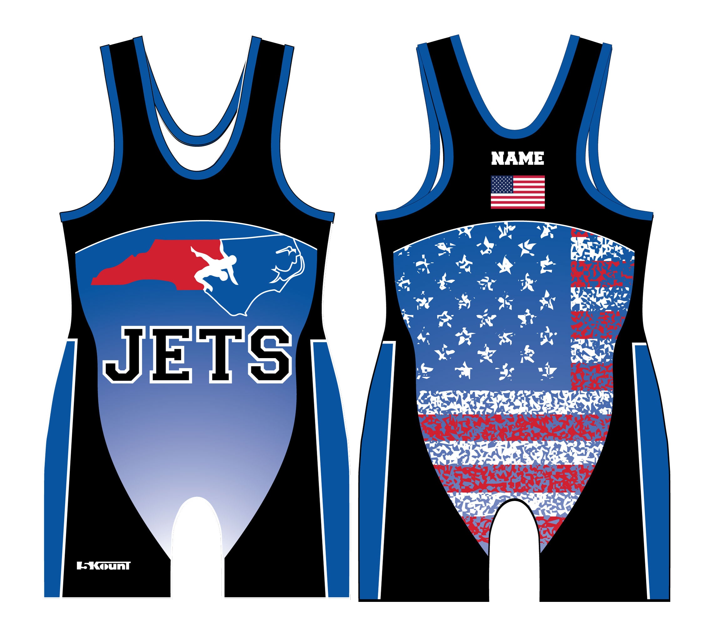 NC Jets Wrestling Sublimated Men's Singlet - Design 1