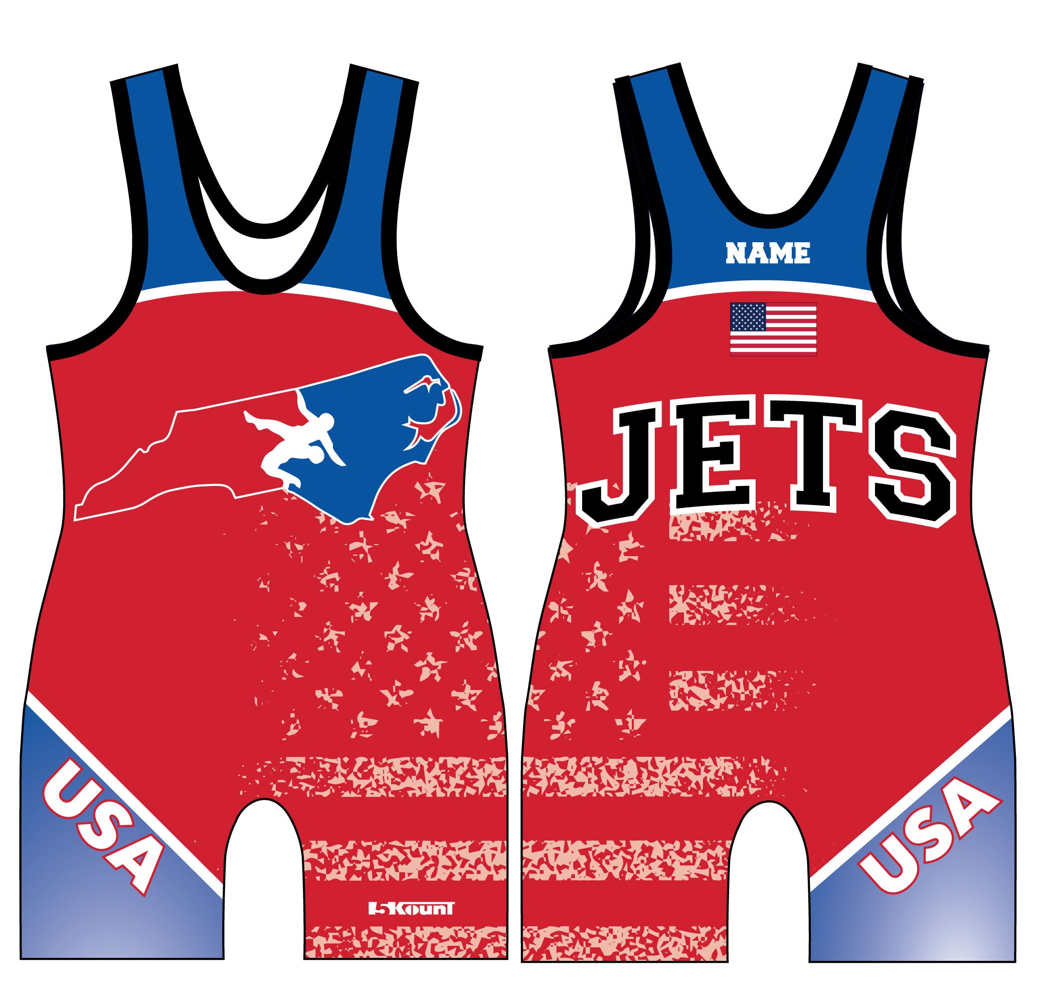 NC Jets Wrestling Sublimated Men's Singlet - Design 2