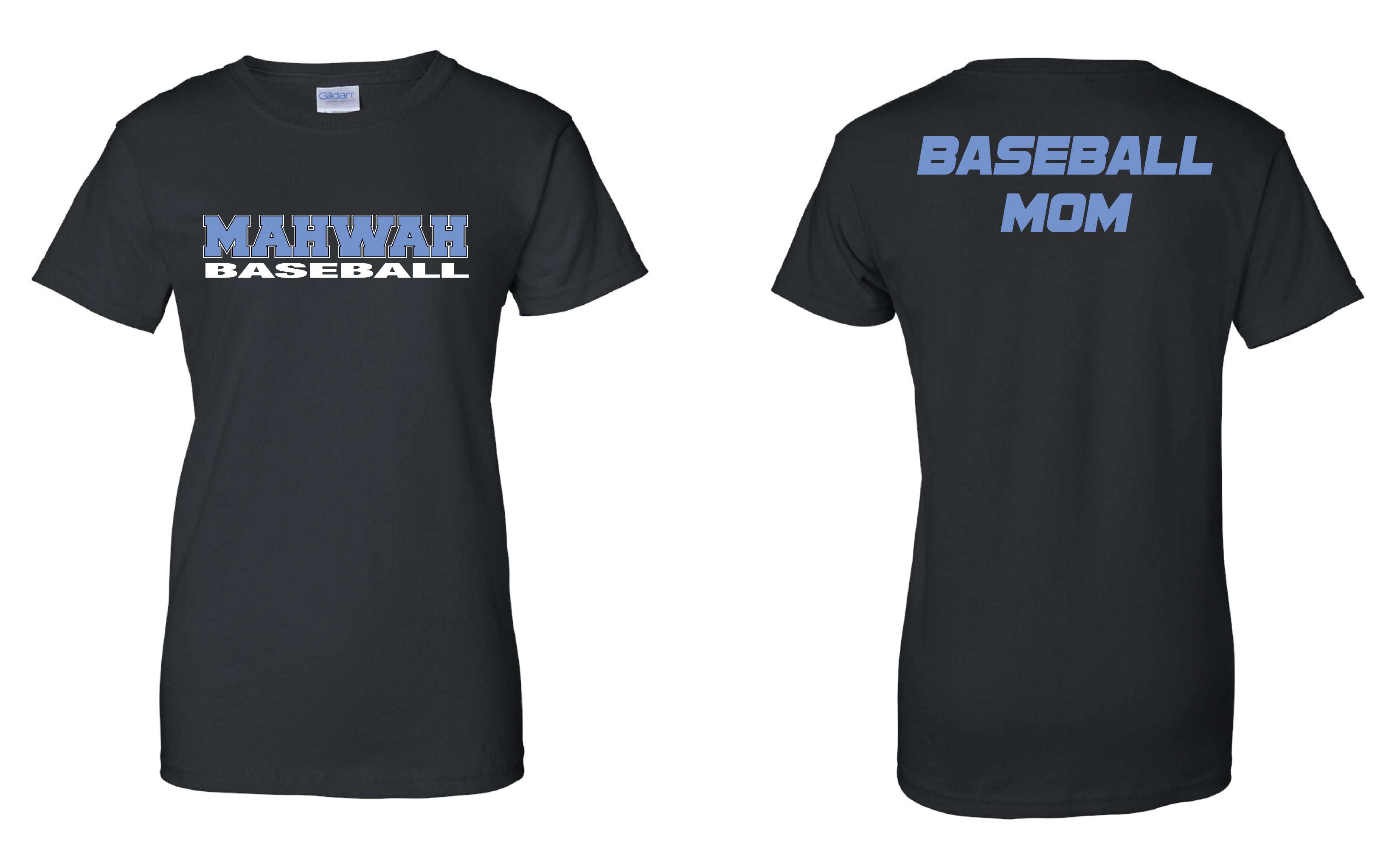 Mahwah Baseball Cotton Mom Crew Tee Design 1 - Black