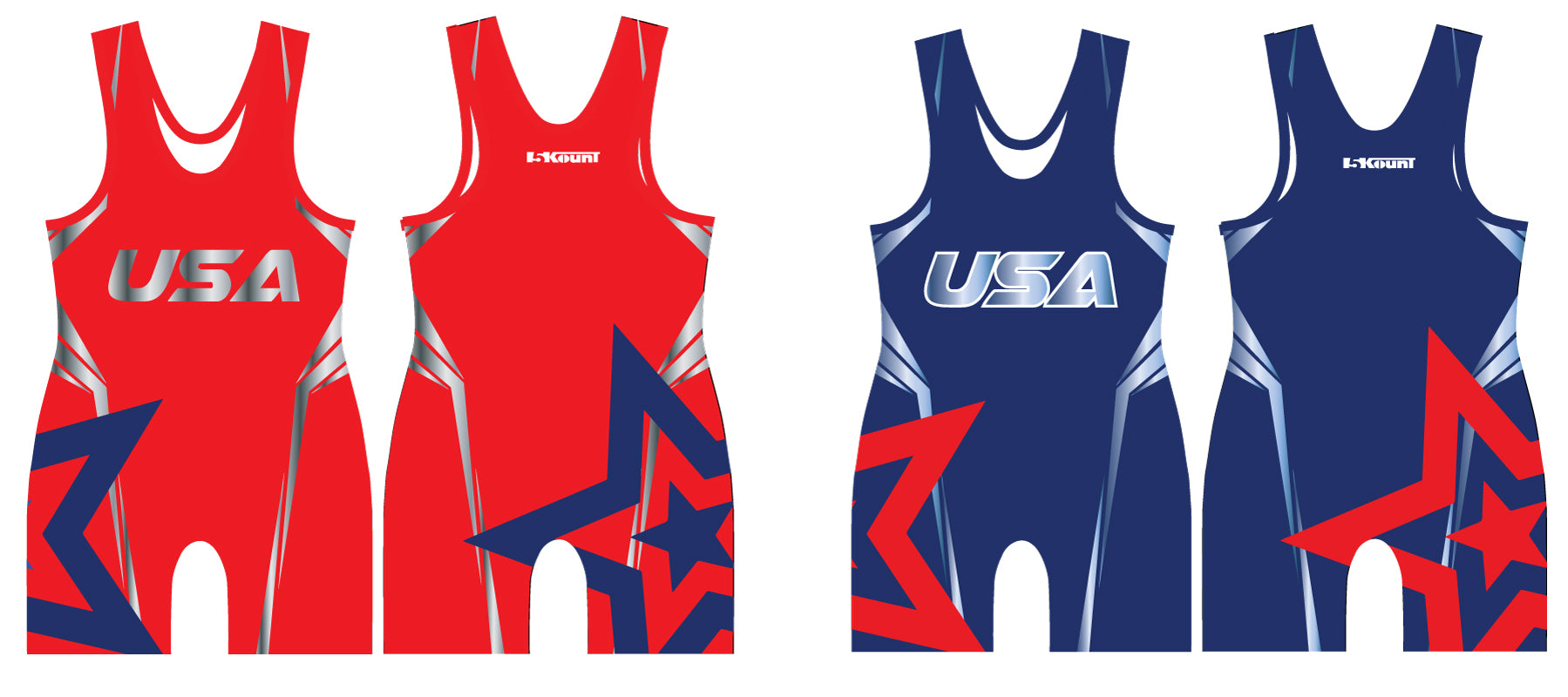 USA Freestyle Wrestling Sublimated Singlet Package - Freestyle 2 - 5KounT2018