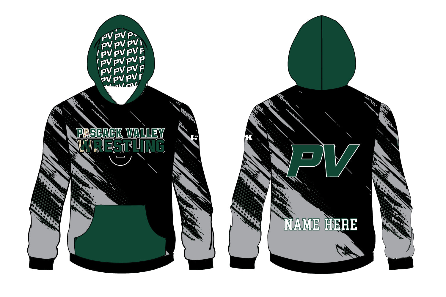 Pascack Valley Wrestling Sublimated Hoodie - Design 2