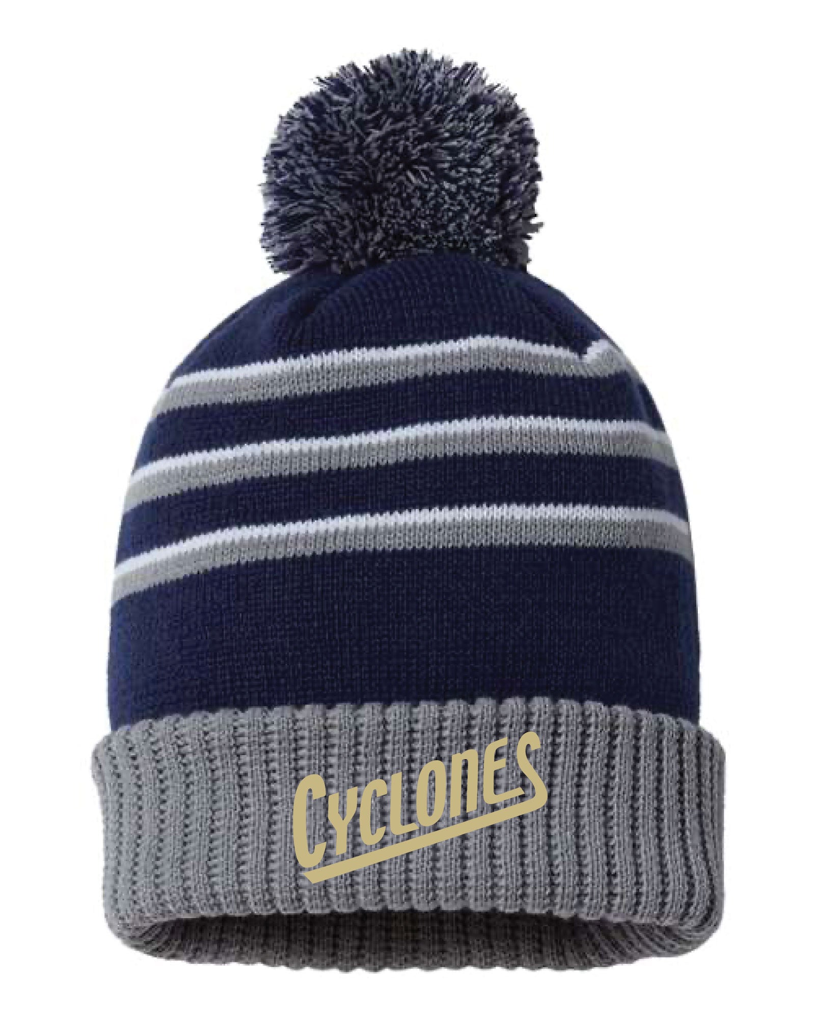 Centenary Wrestling Pom Beanie - Navy/Grey