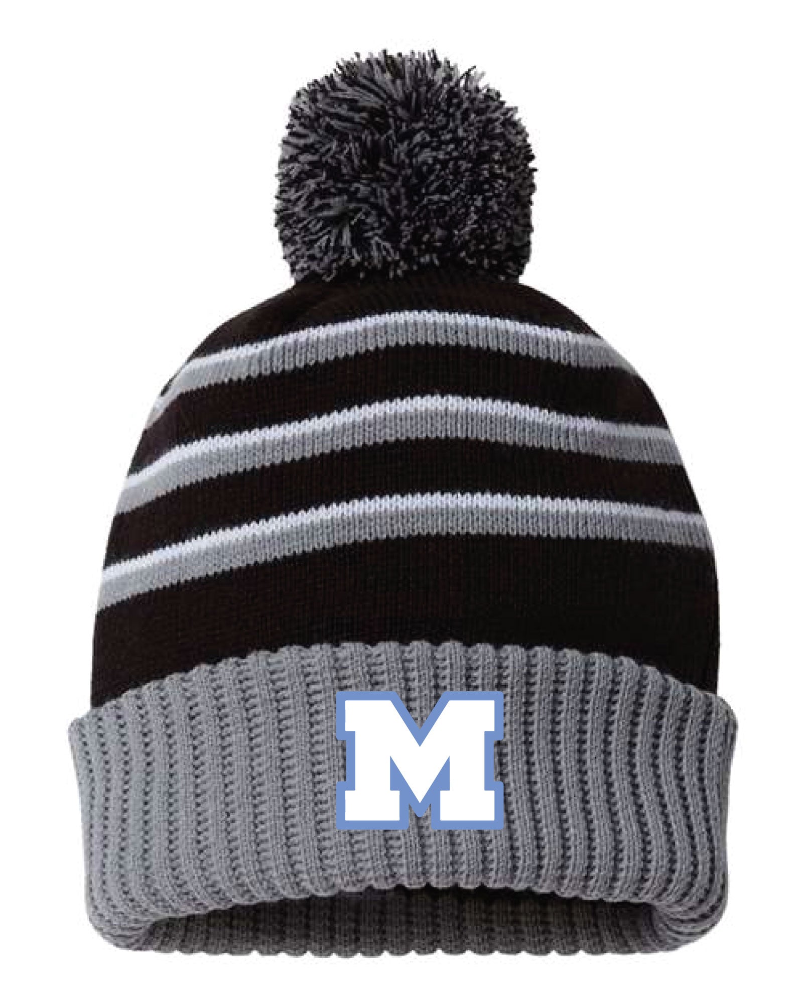 Mahwah Lacrosse Pom Beanie - Black / Gray - 5KounT