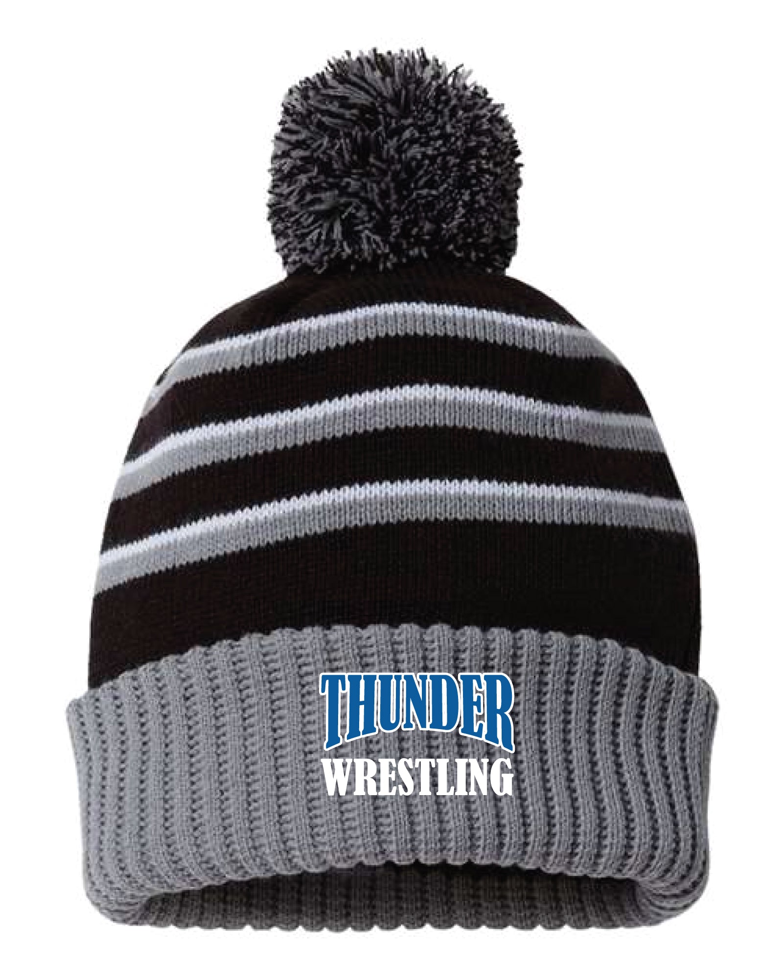 Thunder Wrestling Club Pom Beanie - Black/Gray - 5KounT