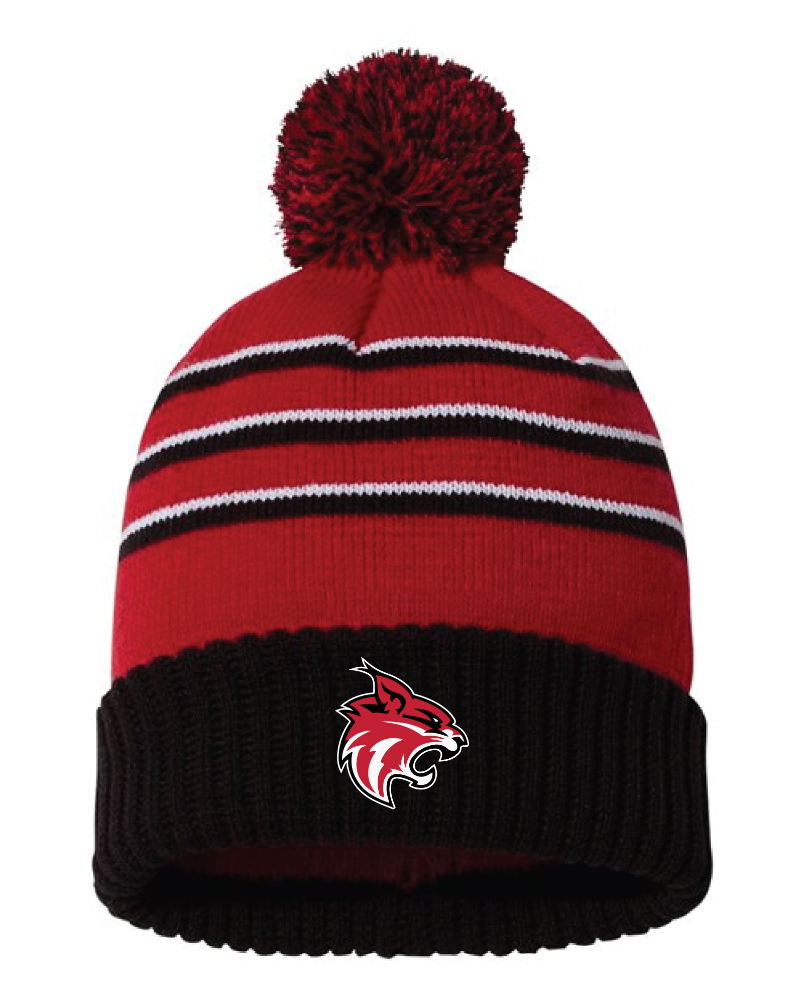 Sussex-Wantage Wrestling Pom Beanie - Black/Red - 5KounT