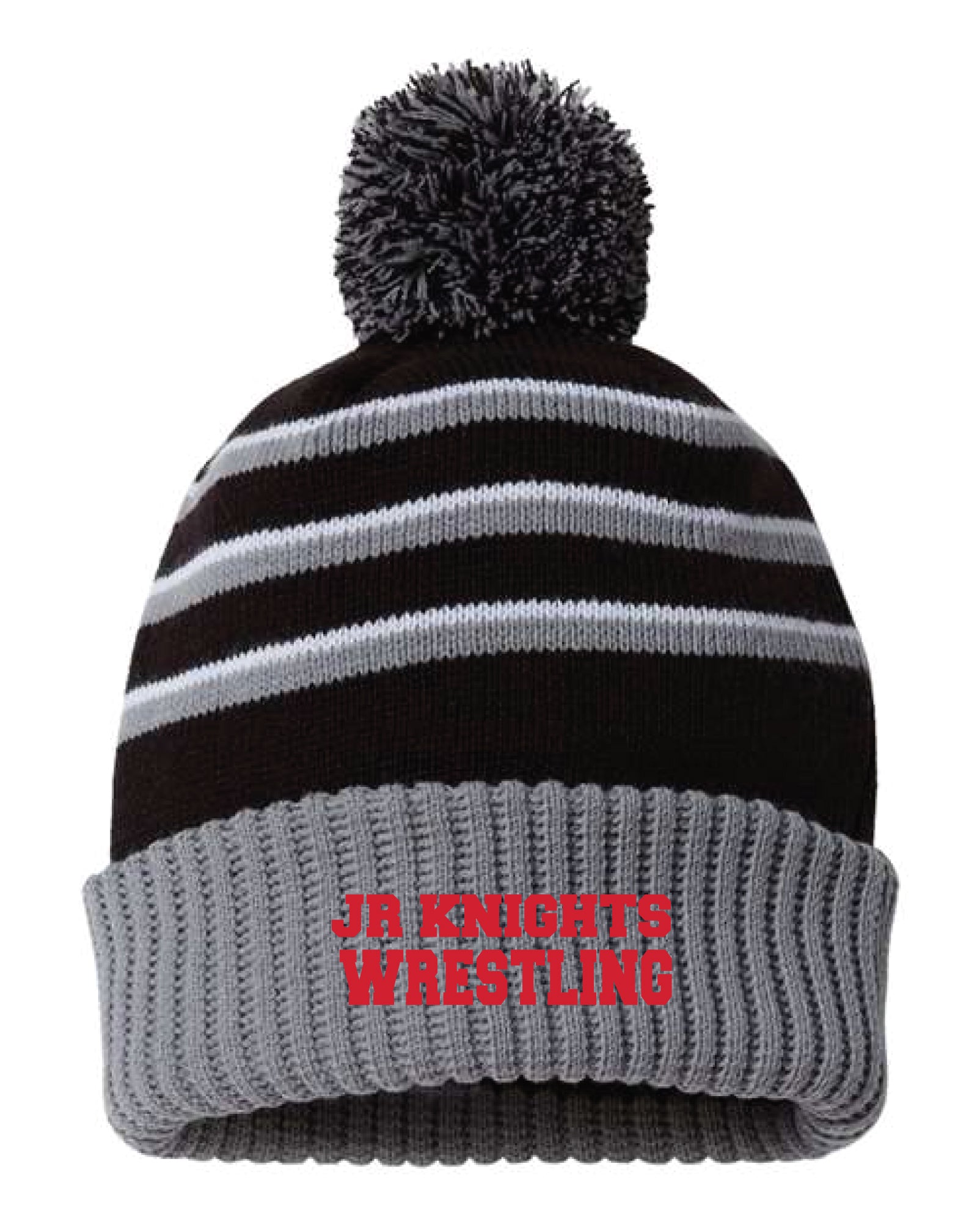 Jr. Knights Wrestling Pom Beanie - Black/Gray - 5KounT