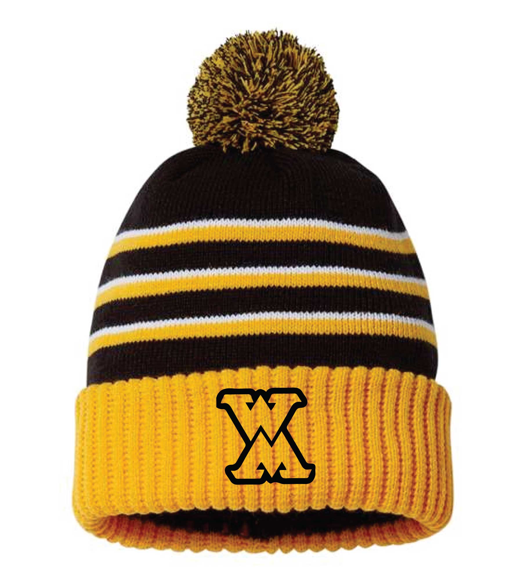 West Marshall Wrestling Pom Beanie - Black / Gold - 5KounT