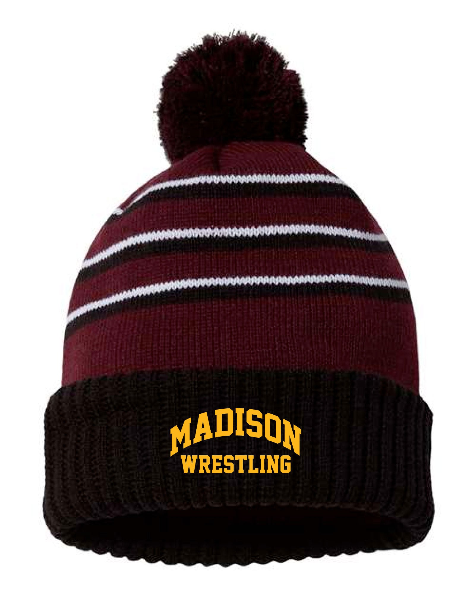 Madison Wrestling Pom Beanie - Black / Maroon - 5KounT