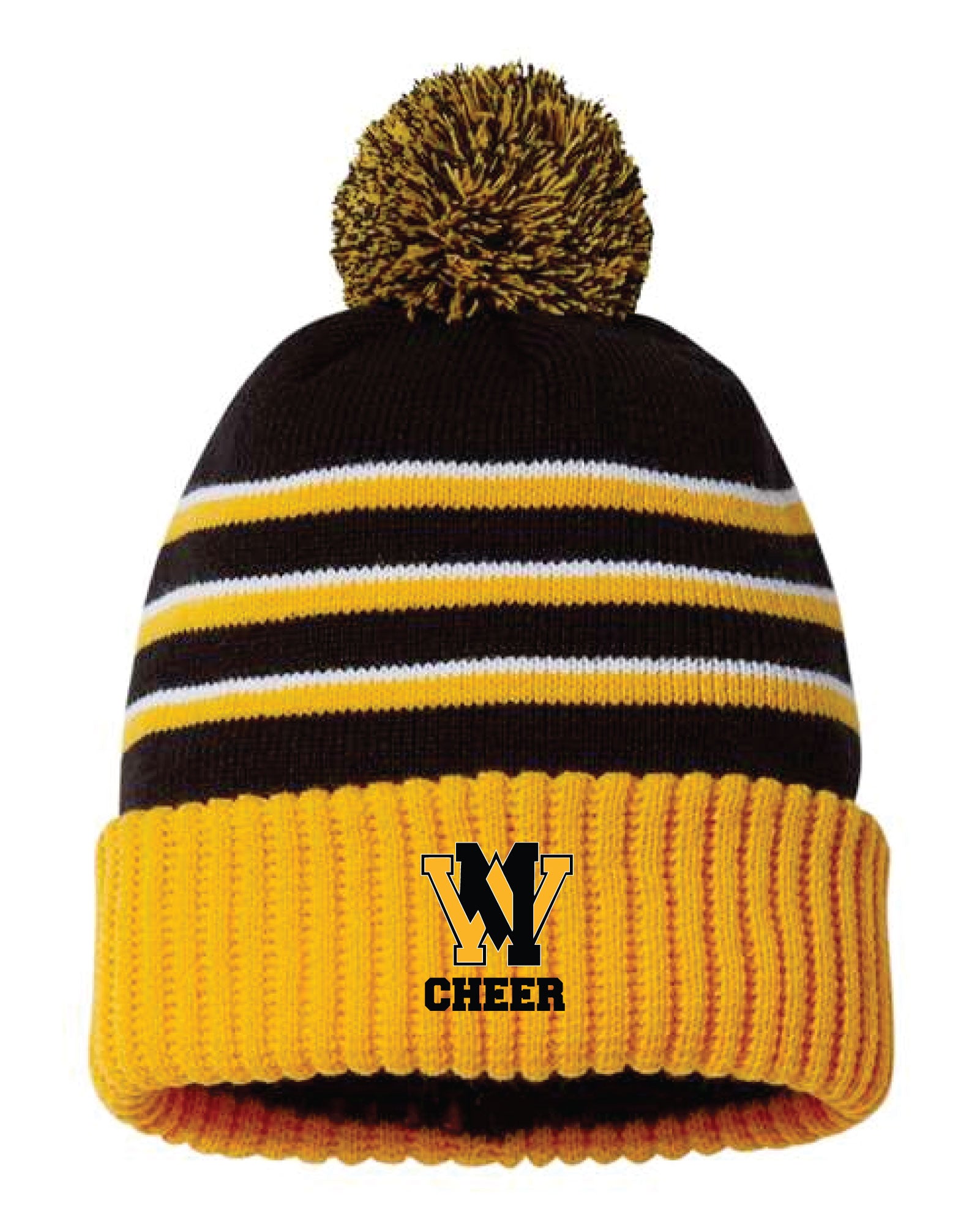 West Milford Highlanders Cheer Pom Beanie - Black/Gold