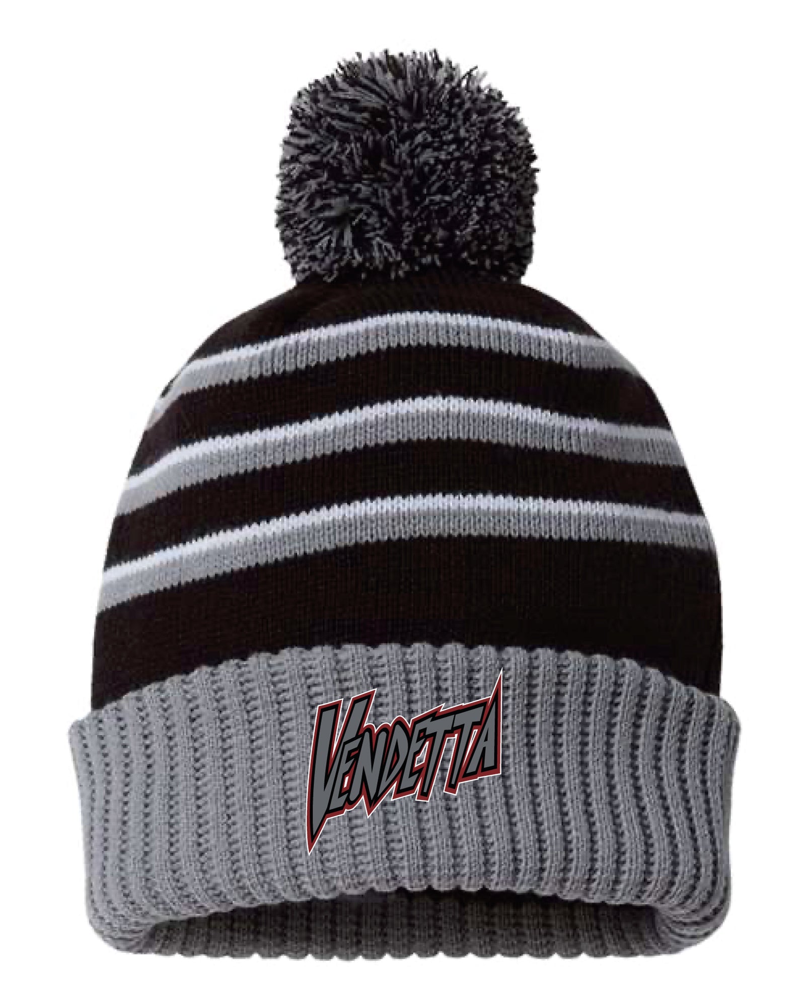 Vendetta Softball Pom Beanie - Black/Gray