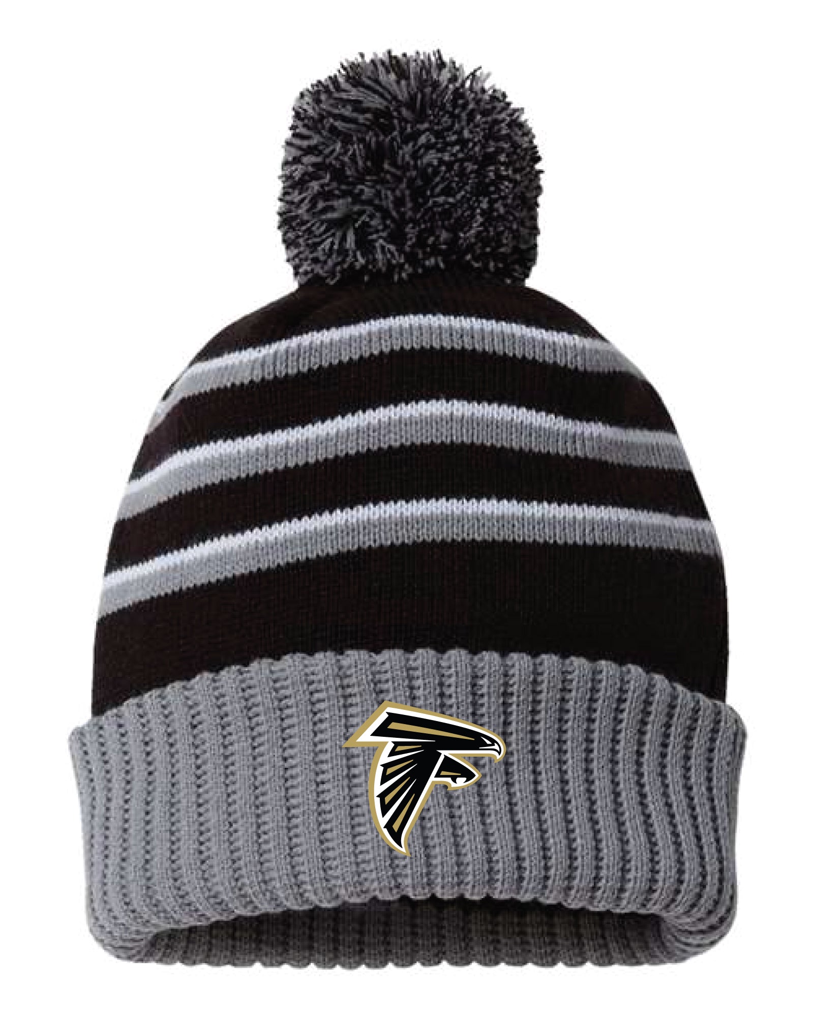 Tinton Falls Wrestling Pom Beanie - Black / Gray - 5KounT