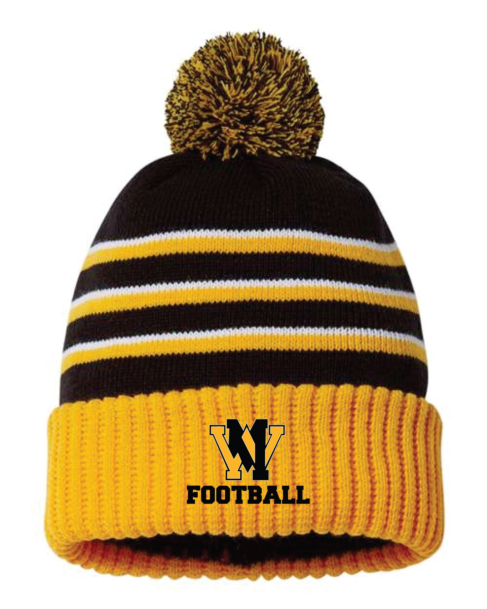 West Milford Highlanders Football Pom Beanie - Black/Gold