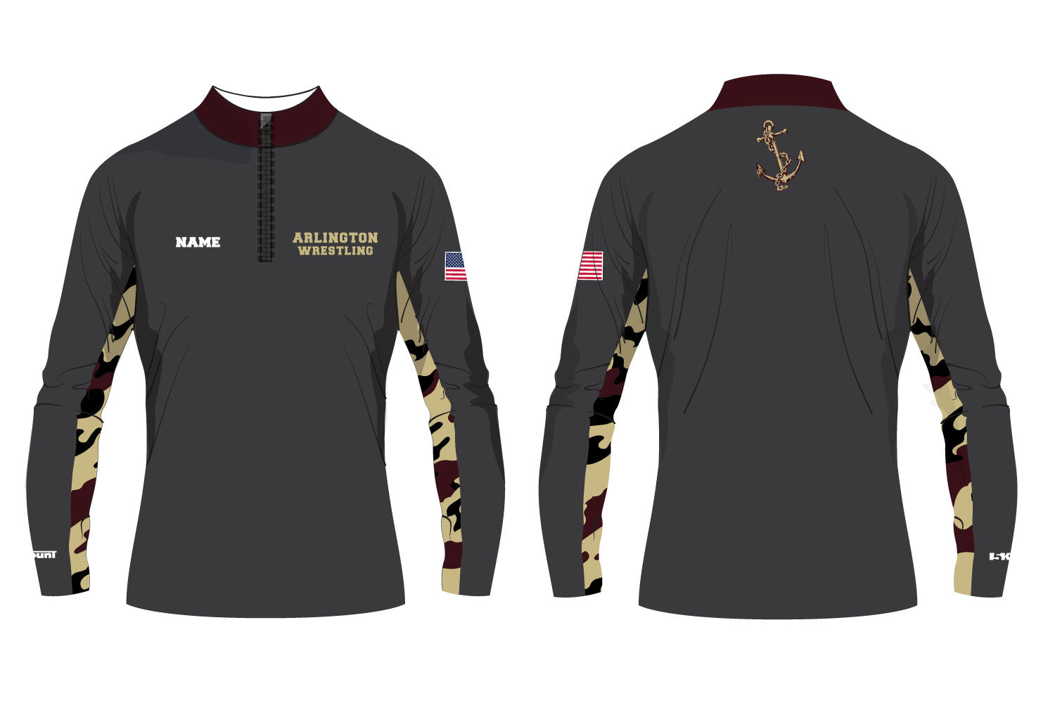 Arlington Wrestling Sublimated Quarter Zip - 5KounT2018