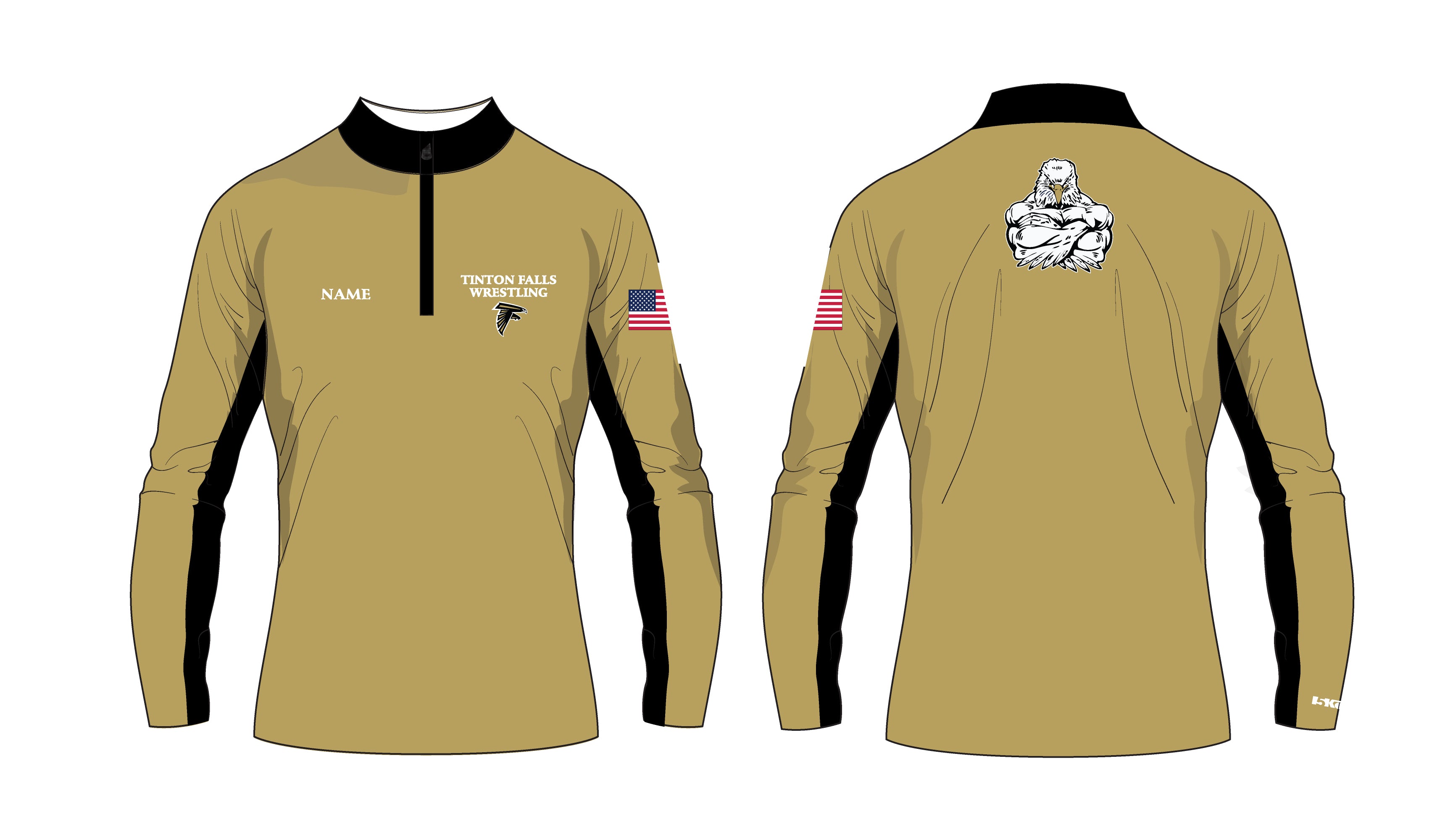Tinton Falls Wrestling Sublimated Quarter Zip - Design 2 (Gold)