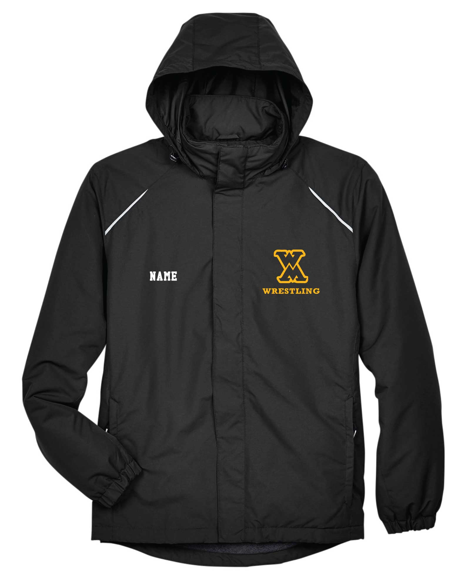 West Marshall Wrestling Men's Hooded Rain Jacket - Black - 5KounT