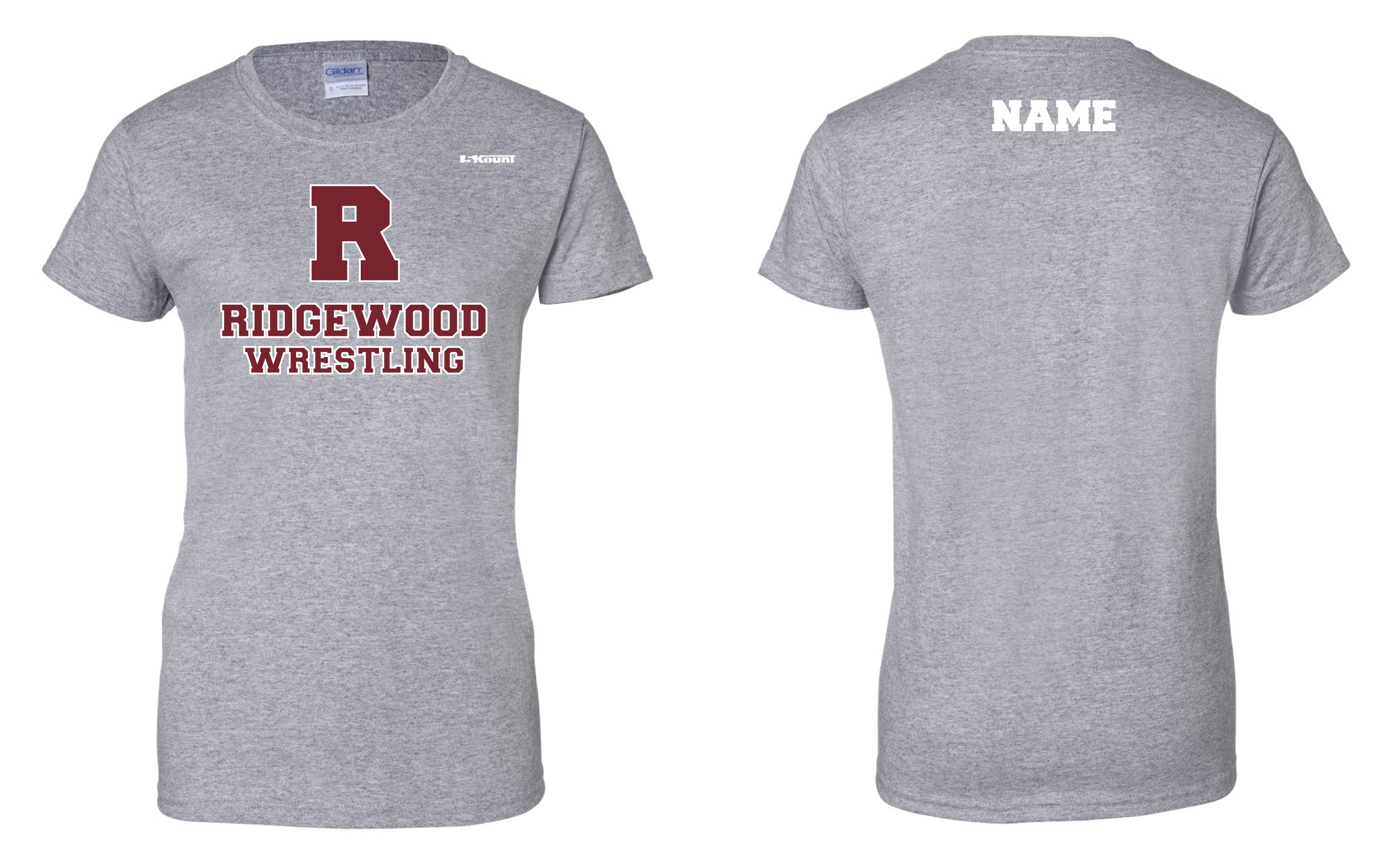 Ridgewood Wrestling Cotton Women's Crew Tee - Gray - 5KounT