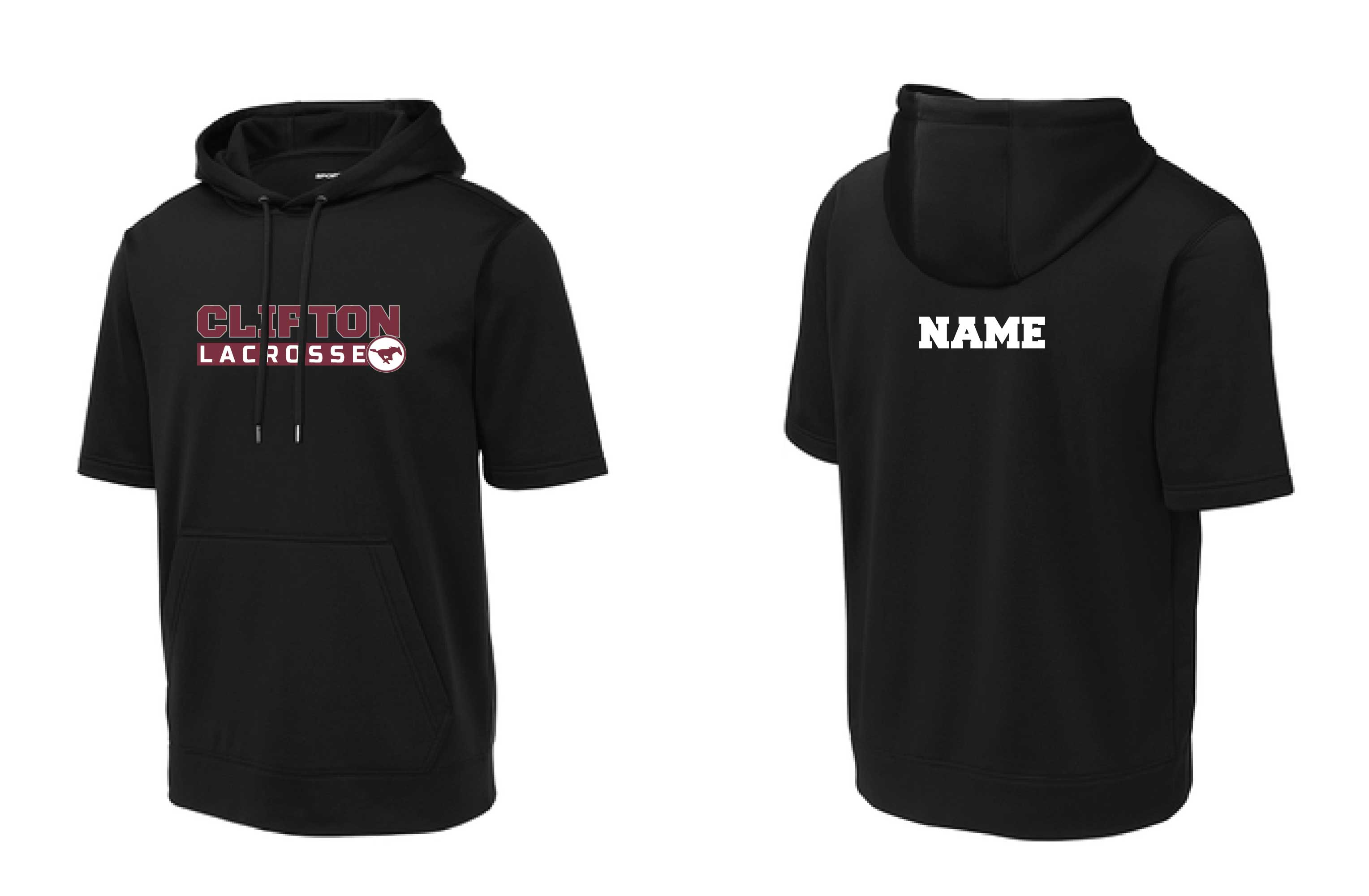 Clifton Lax Short Sleeve Hoodie - Black