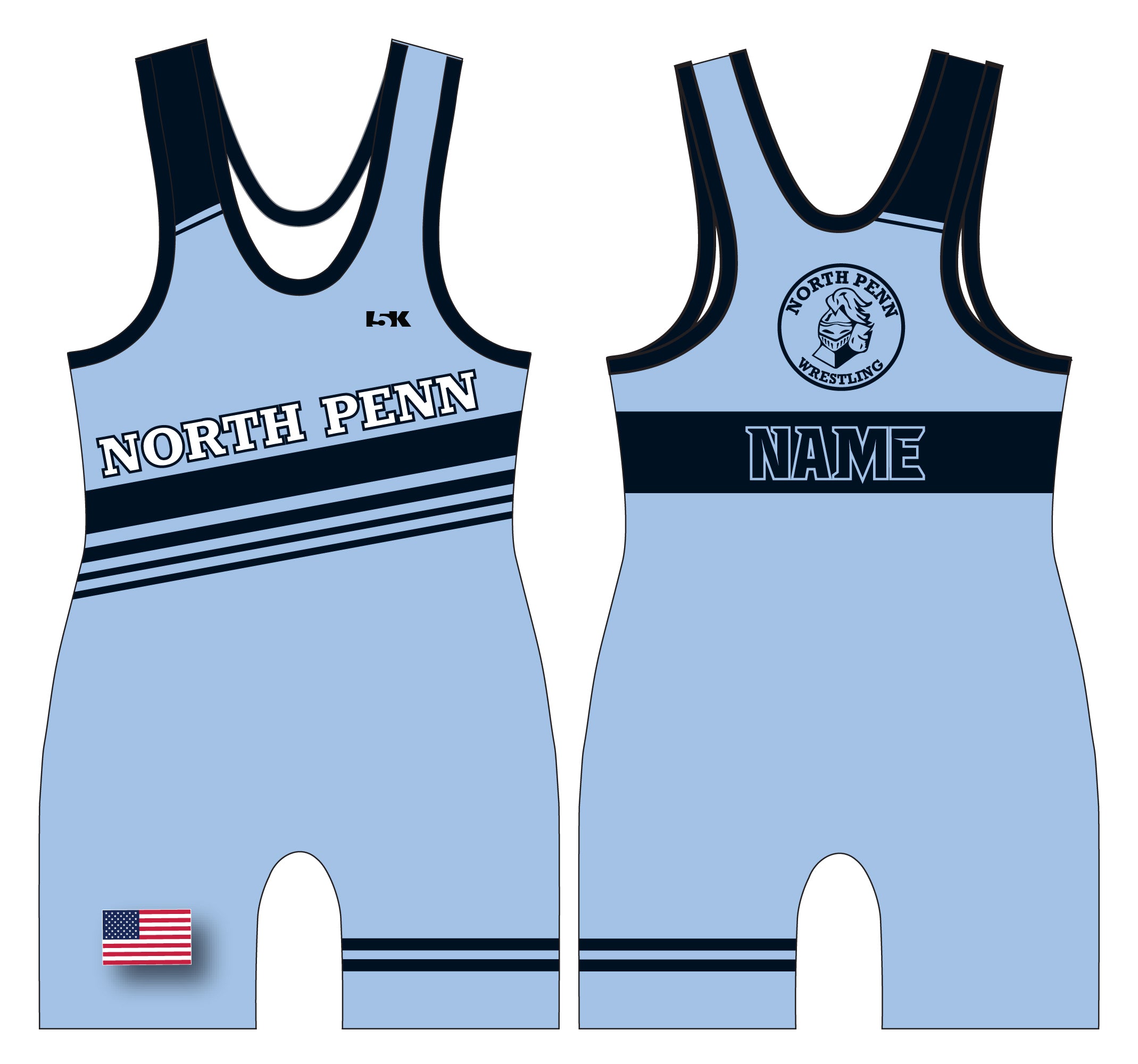North Penn Wrestling Sublimated Men's Singlet (Design 3) - 5KounT