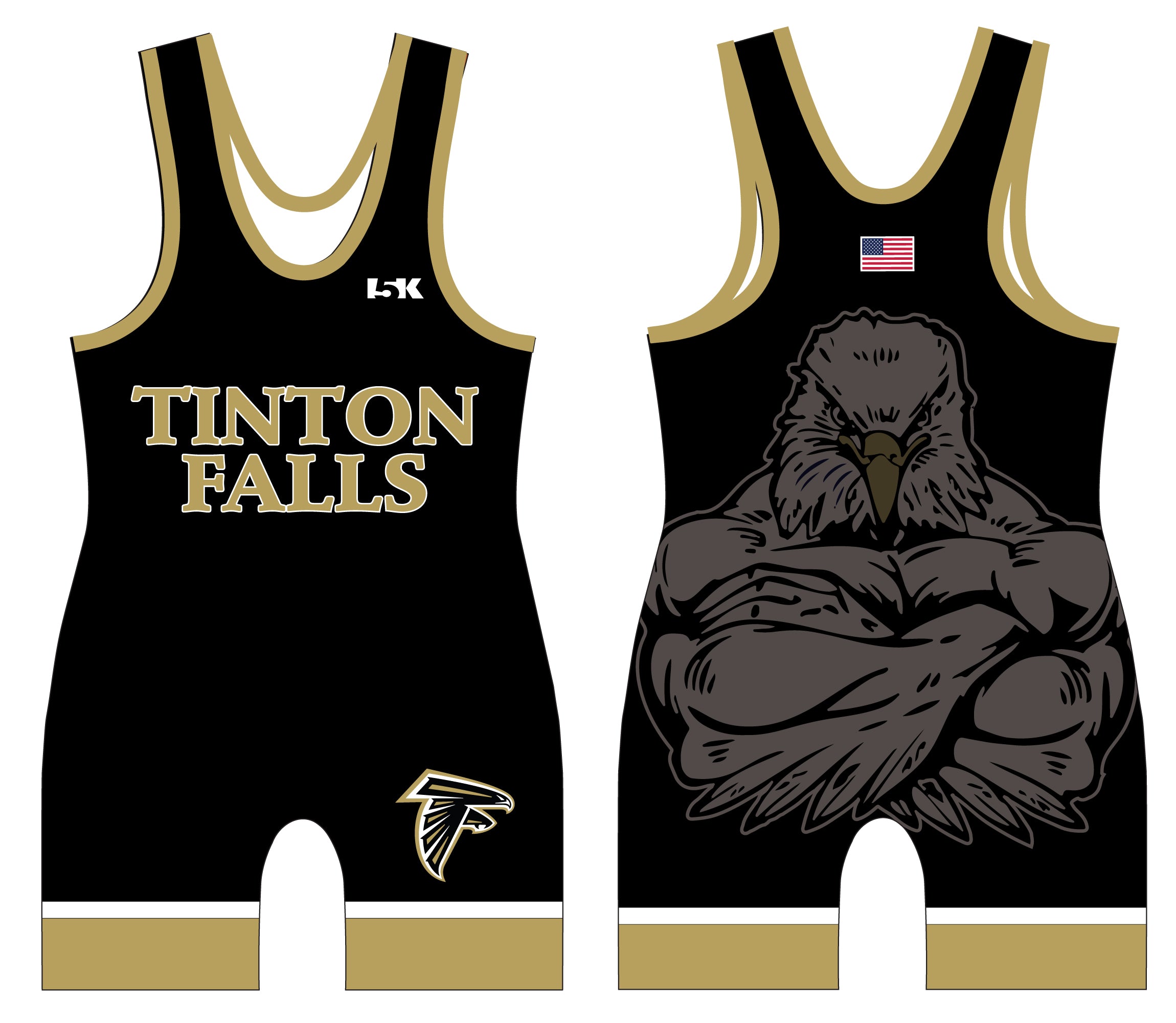 Tinton Falls Wrestling Sublimated Men's Singlet - Design 2 - 5KounT