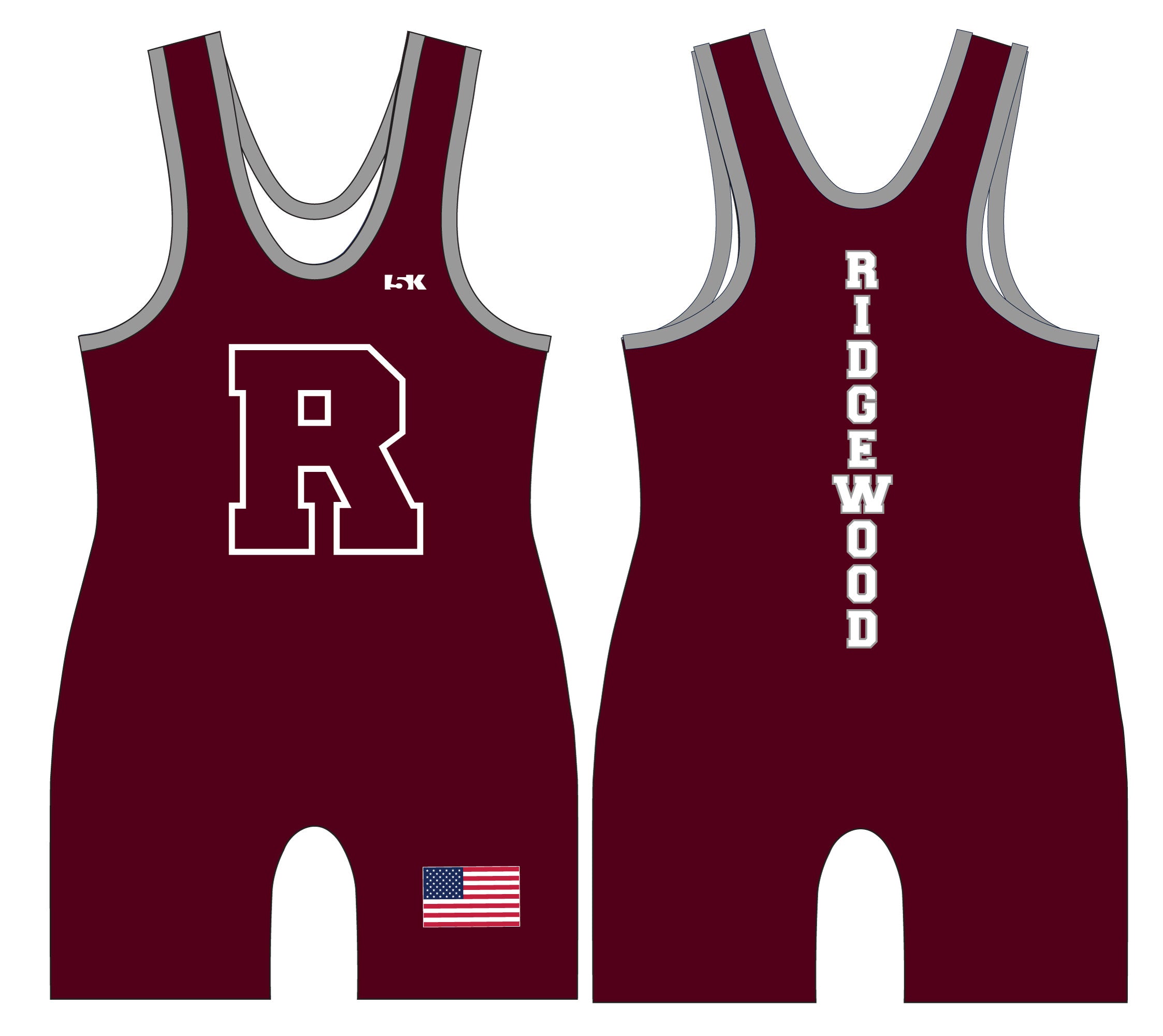 Ridgewood Wrestling Sublimated Singlet - Design 1 - 5KounT